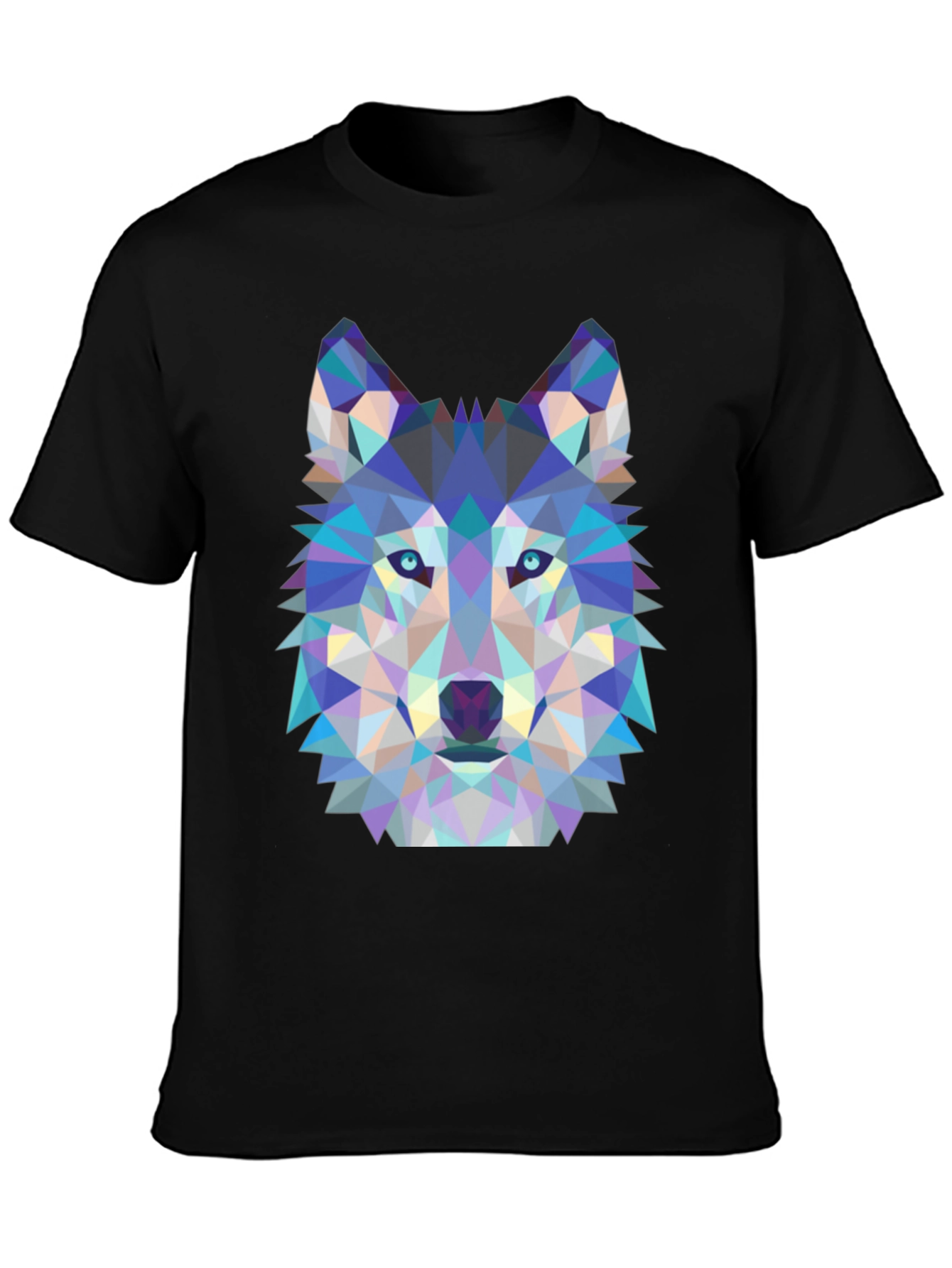 Geometric Wolf Graphic Tee - Black