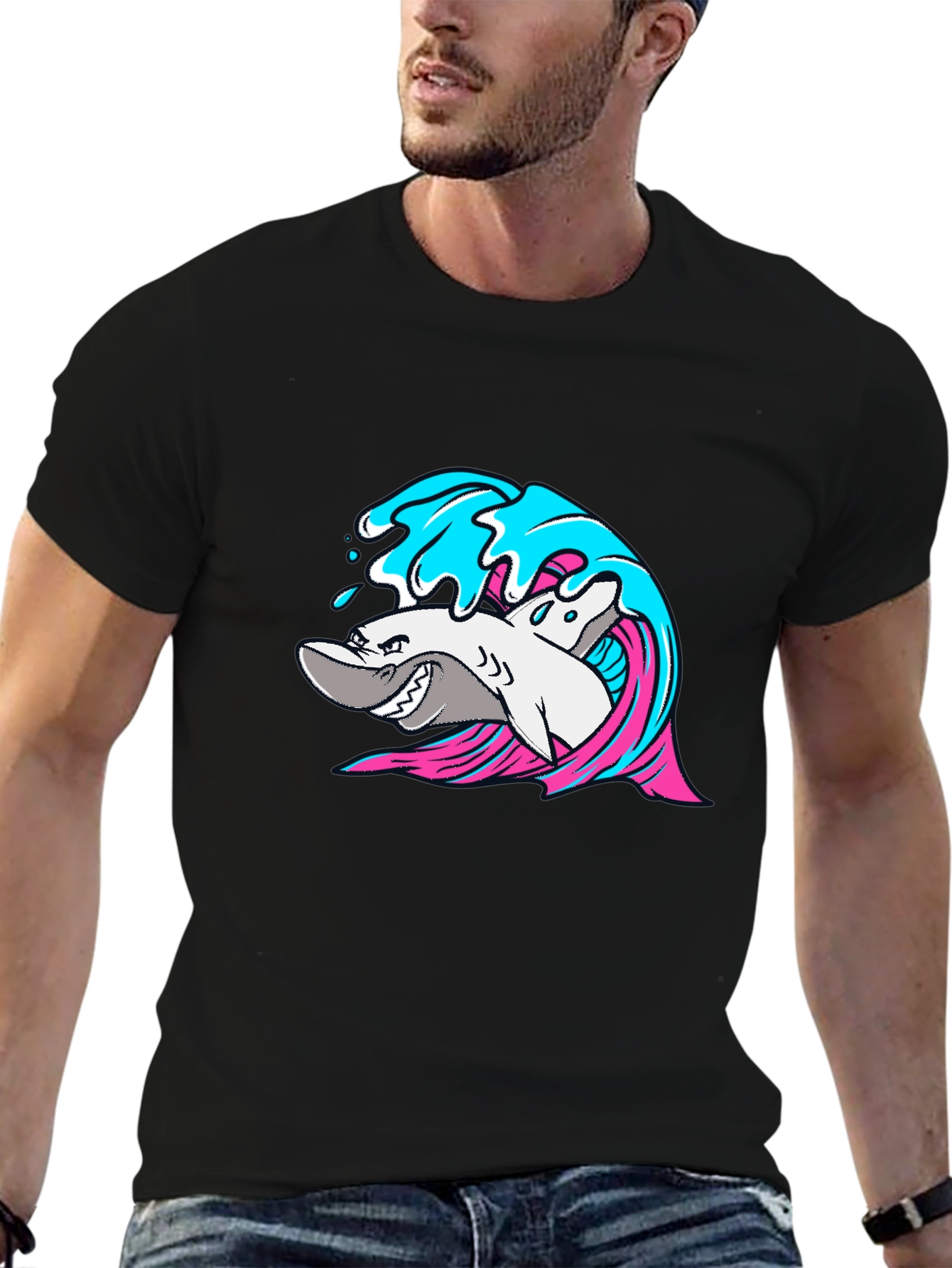 Shark Wave Graphic T-Shirt - Cool Sea Life Tee