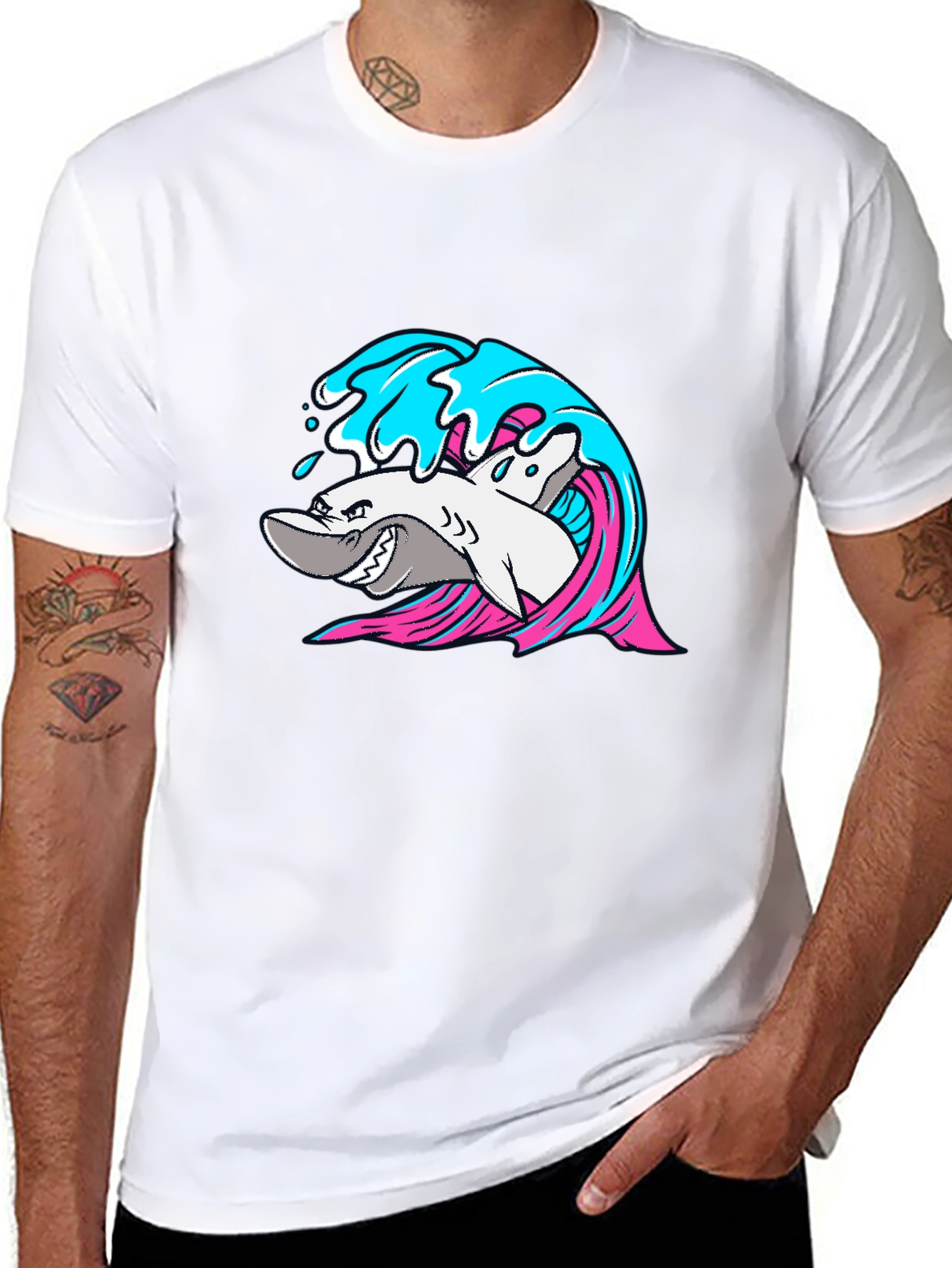Shark Wave Graphic T-Shirt - Cool Sea Life Tee