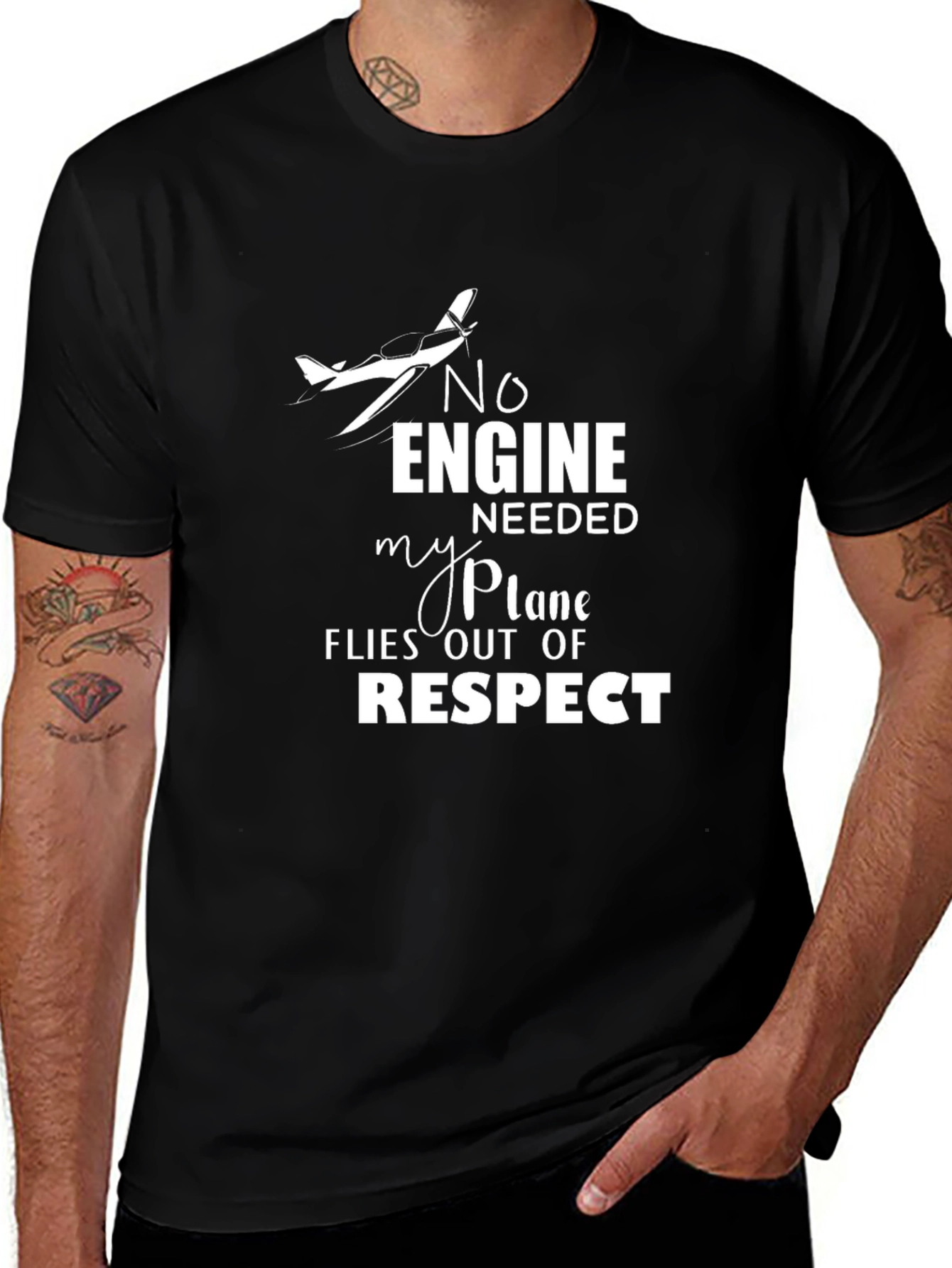 No Engine Needed Respect Plane Graphic Tee