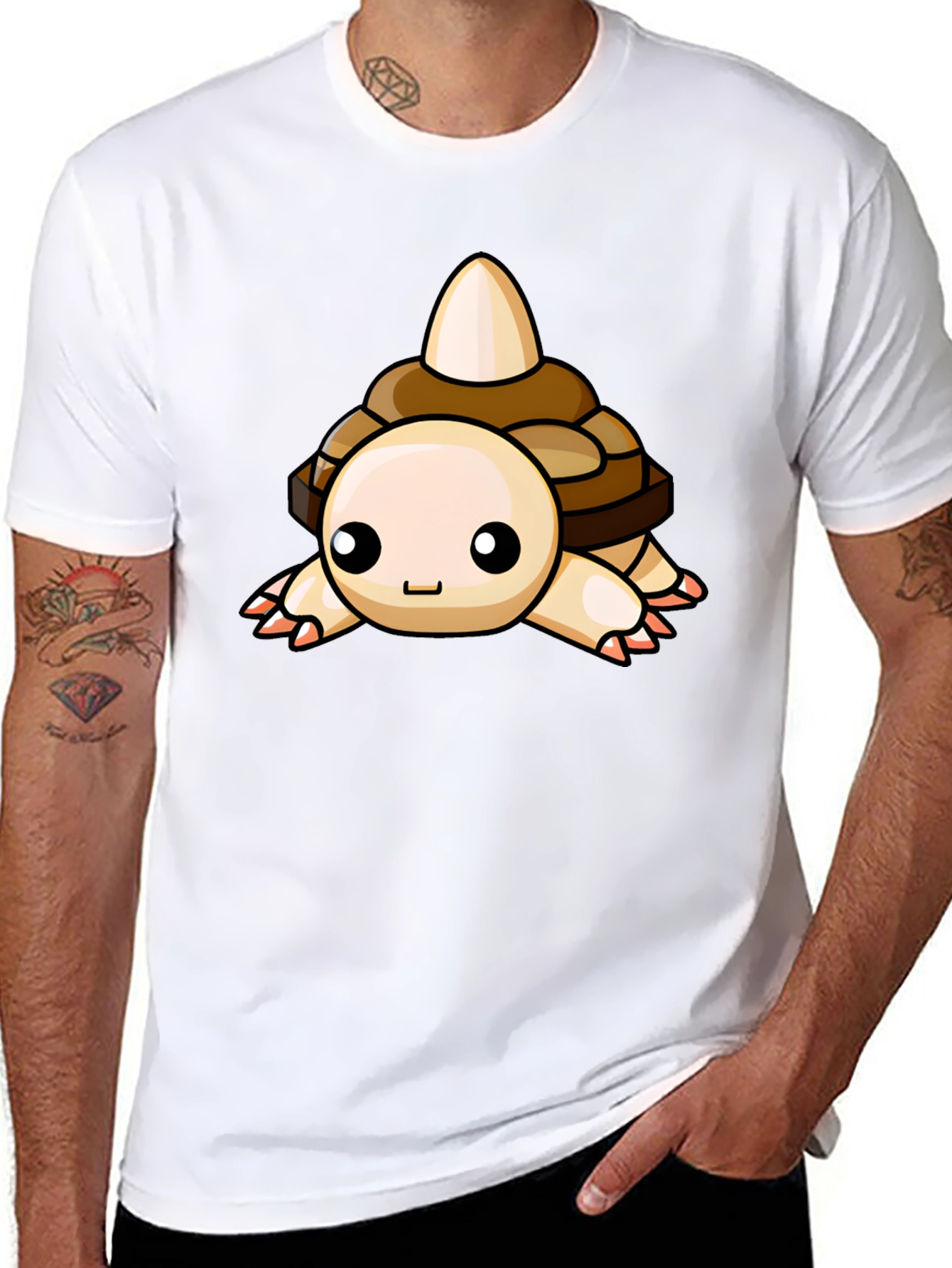 Cute Cartoon Turtle Graphic Black T-Shirt