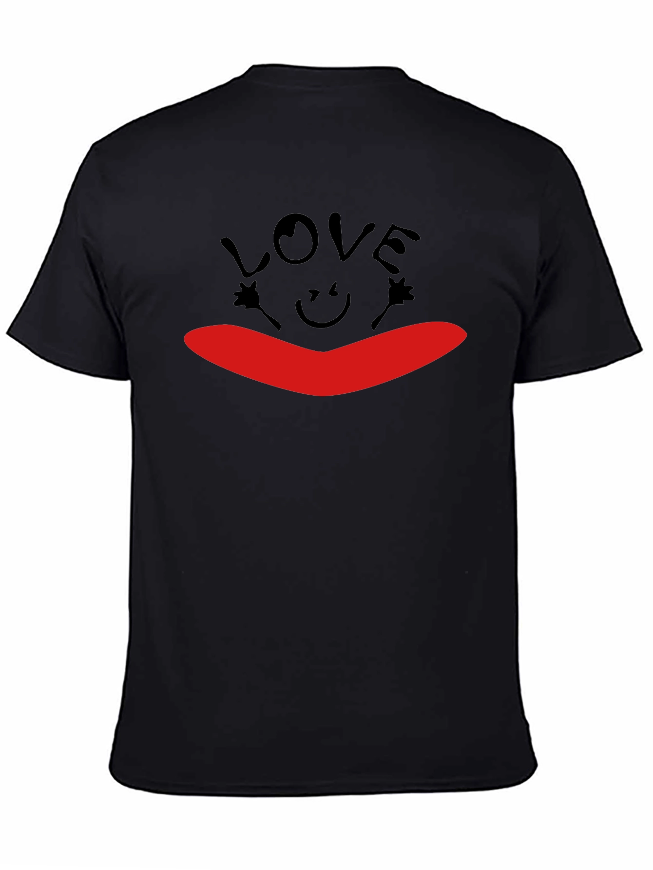 Love Smile Graphic Black T-Shirt