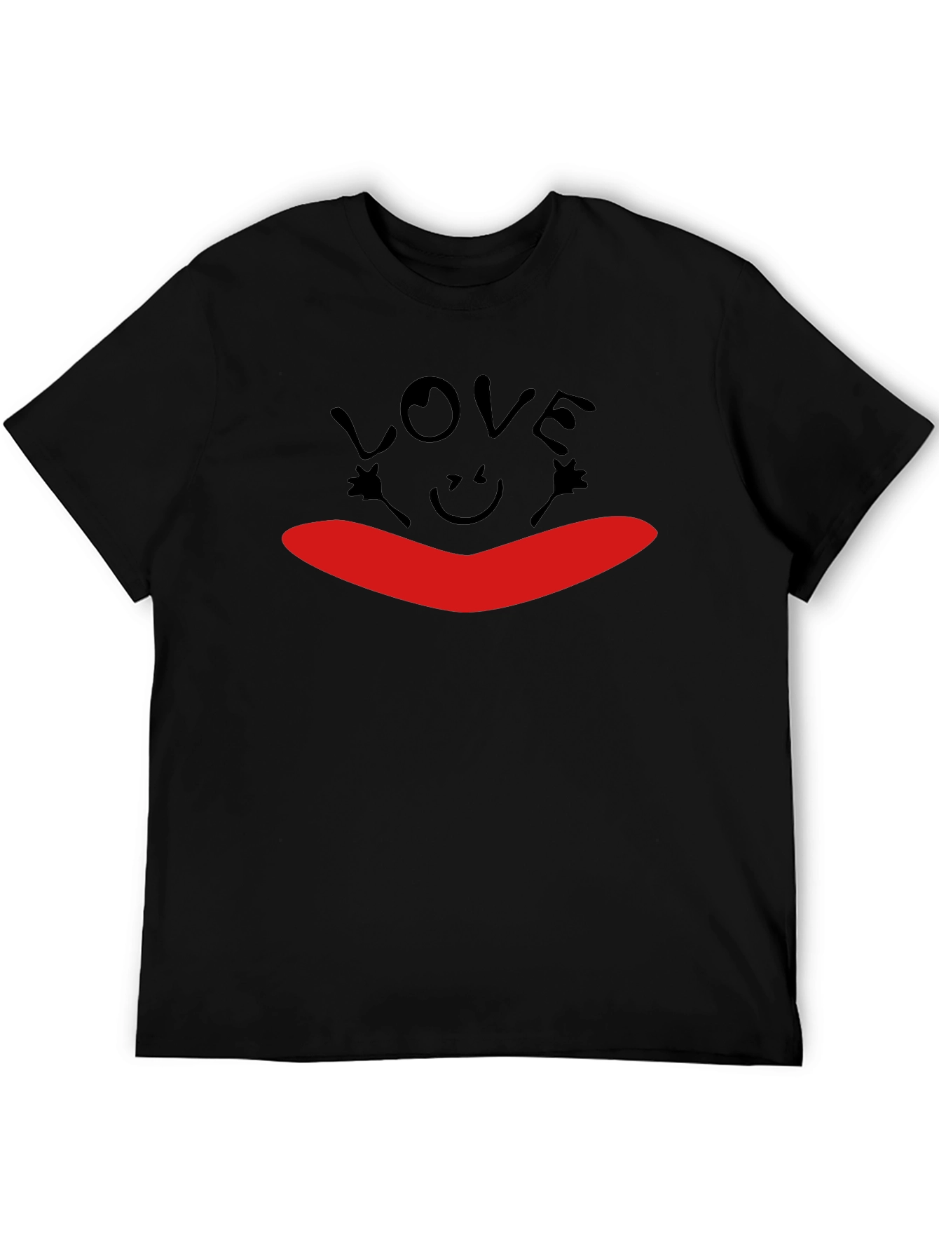 Love Smile Graphic Black T-Shirt