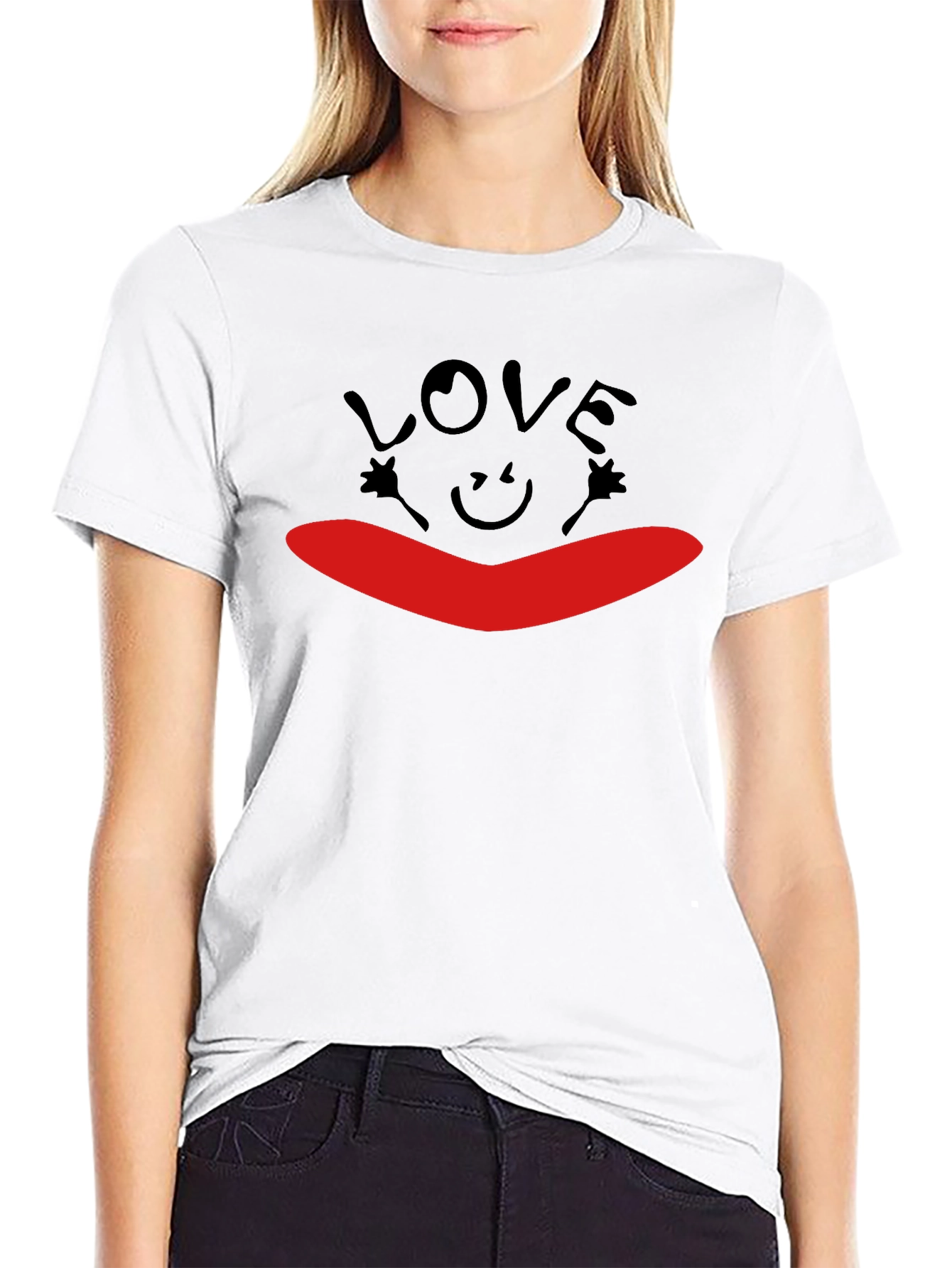 Love Smile Graphic Black T-Shirt