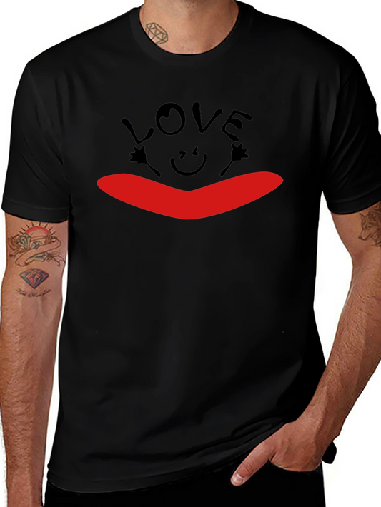 Love Smile Graphic Black T-Shirt