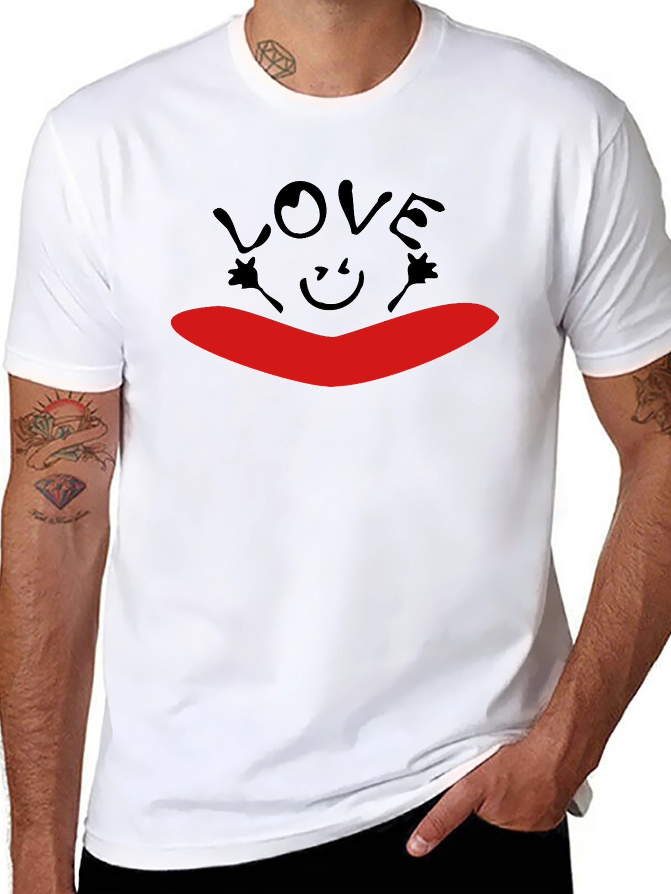 Love Smile Graphic Black T-Shirt