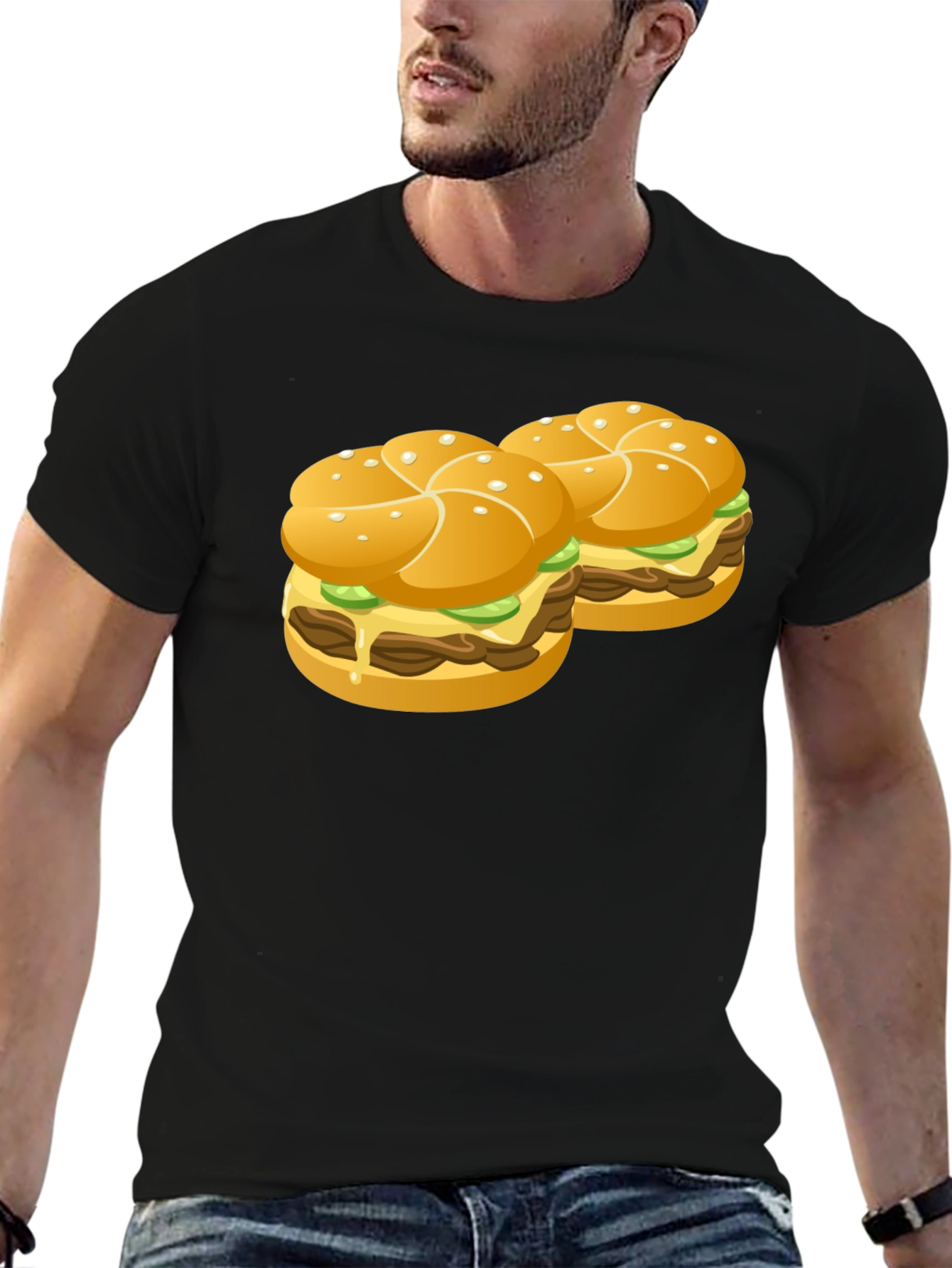 Burger Graphic Black T-Shirt
