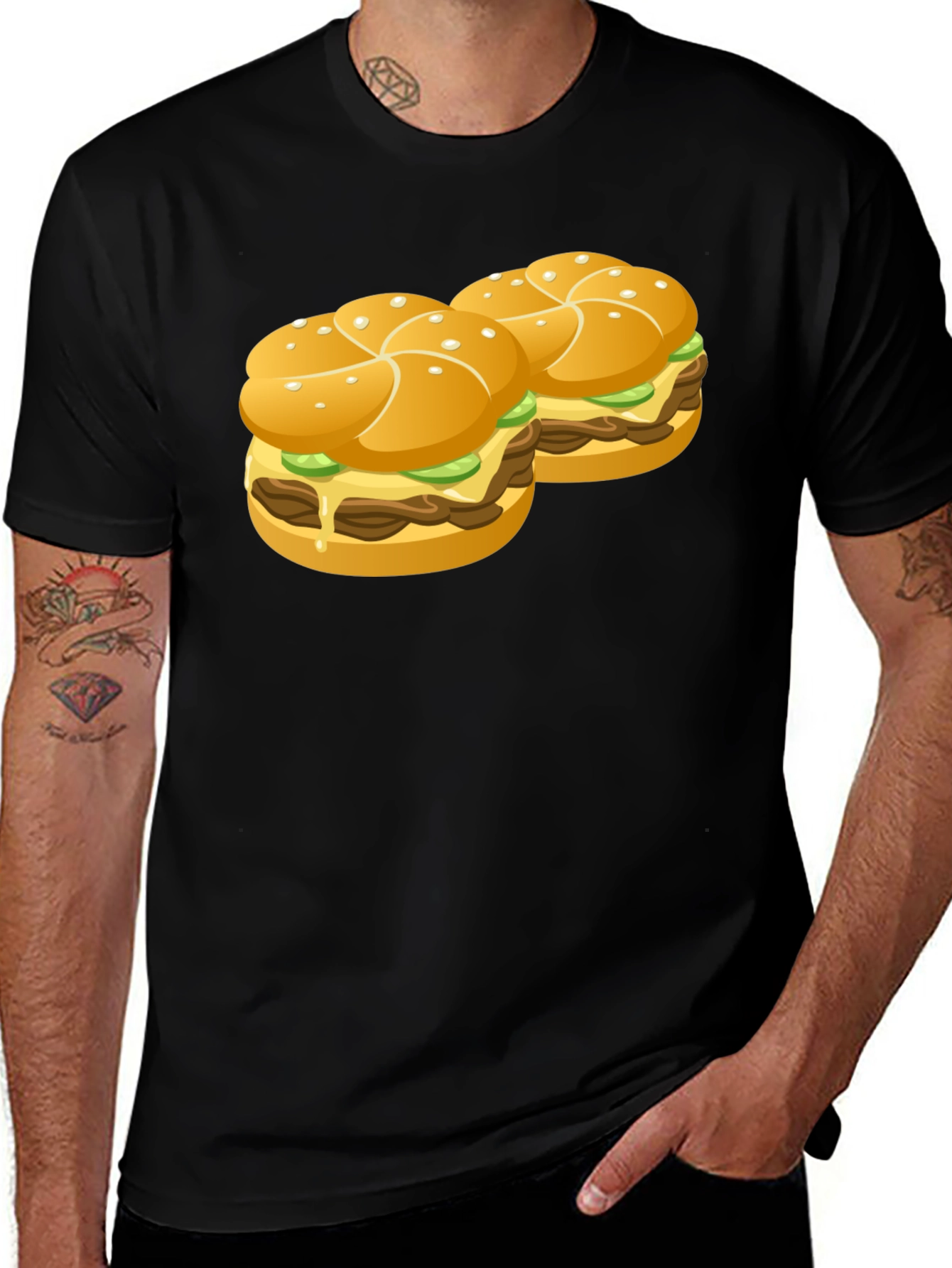 Burger Graphic Black T-Shirt
