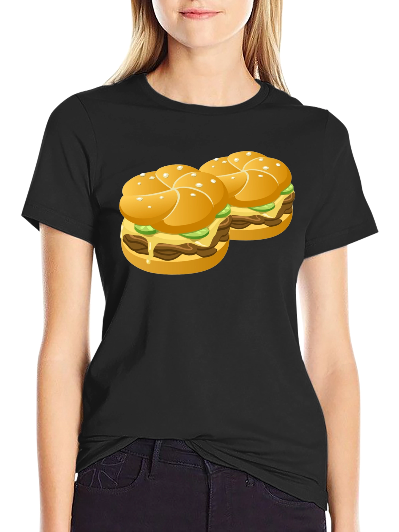 Burger Graphic Black T-Shirt