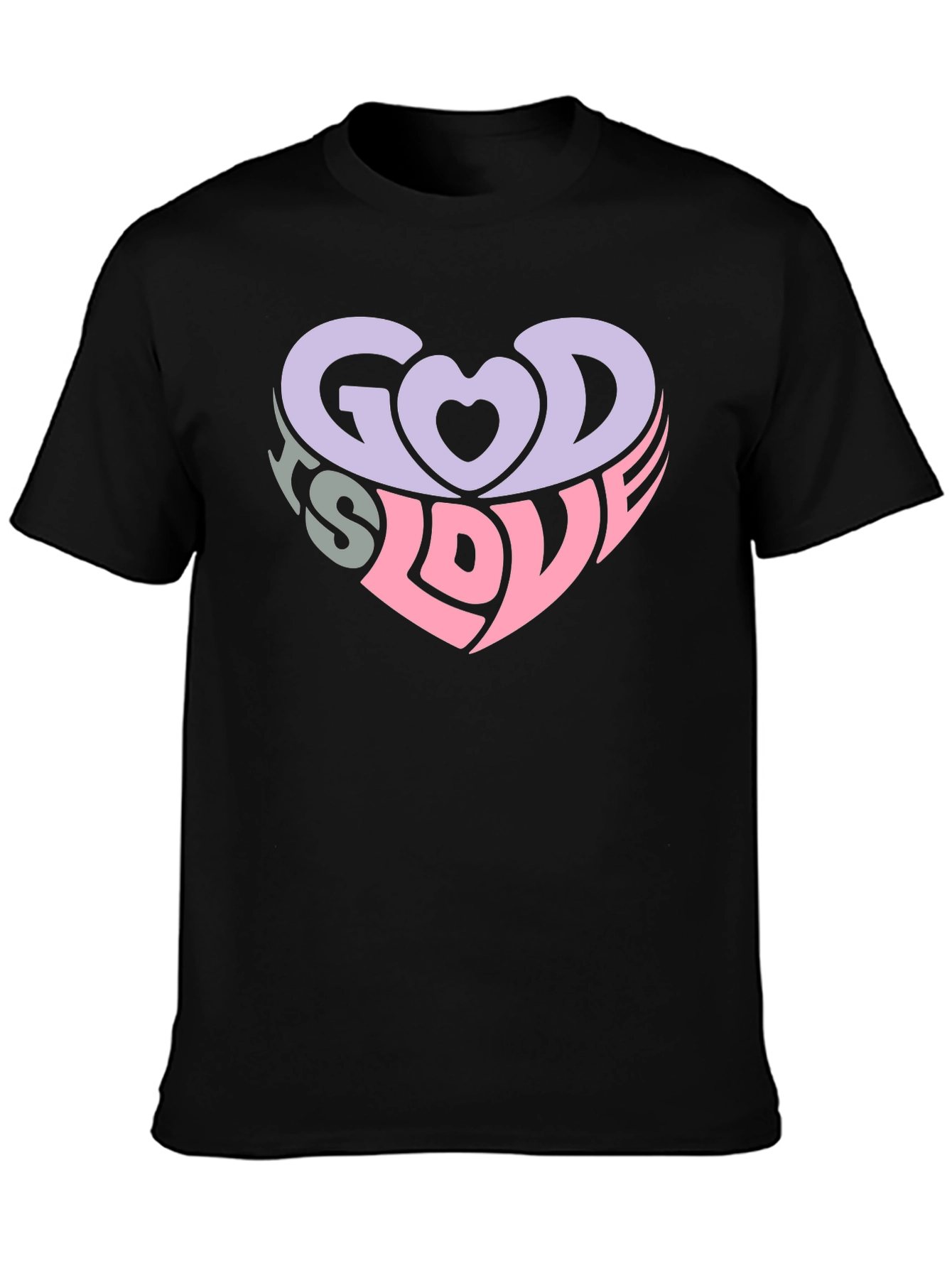 God is Love Heart Graphic Tee - Black