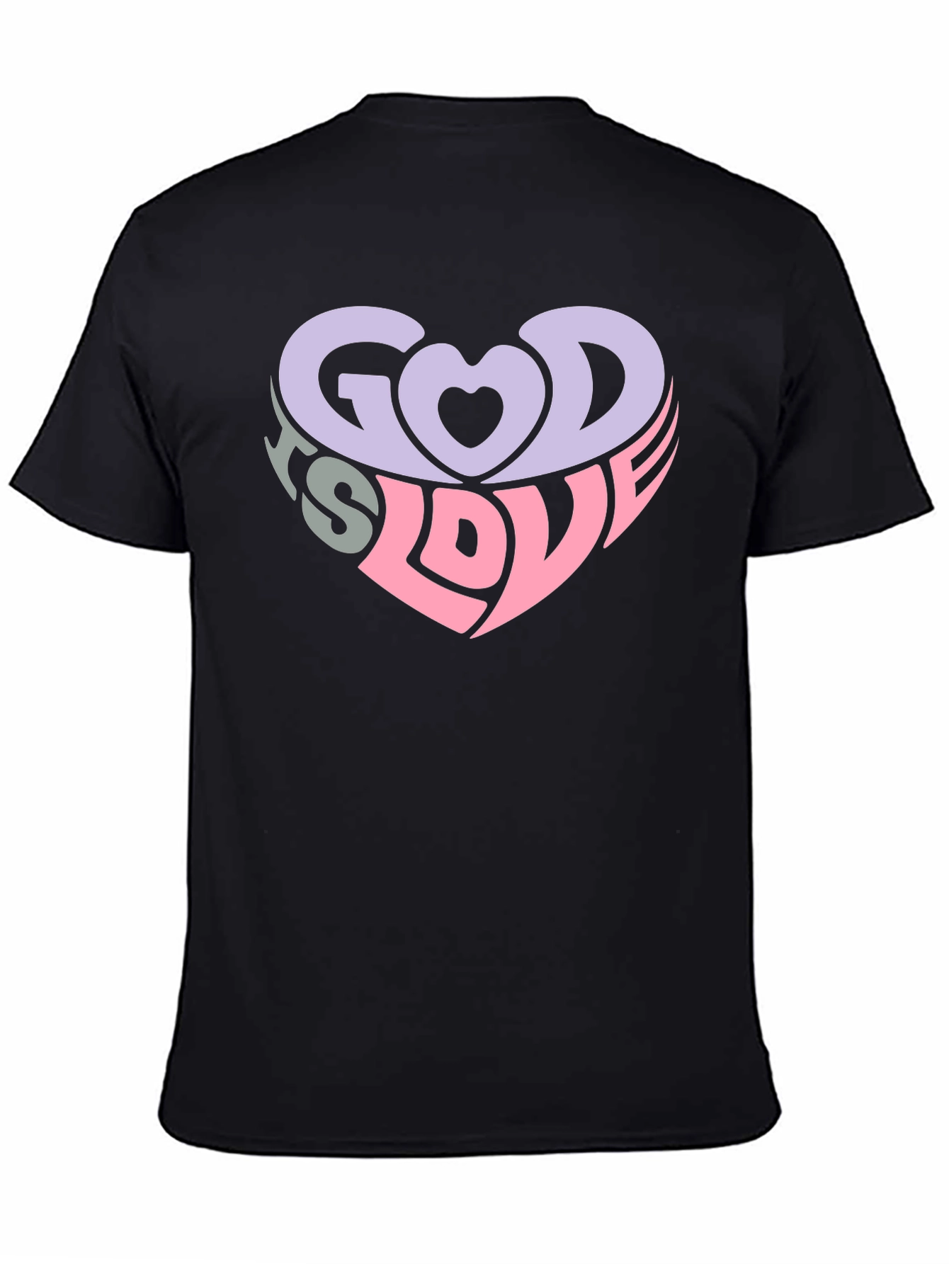 God is Love Heart Graphic Tee - Black