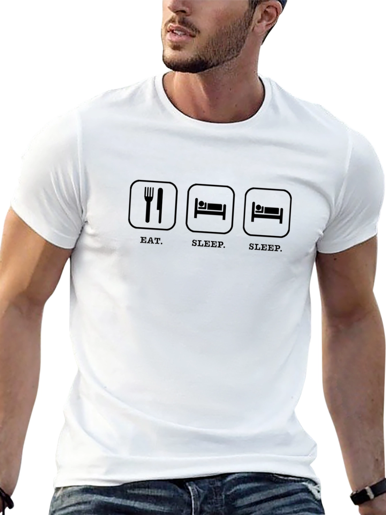 Eat Sleep Repeat Funny Black Graphic Tee