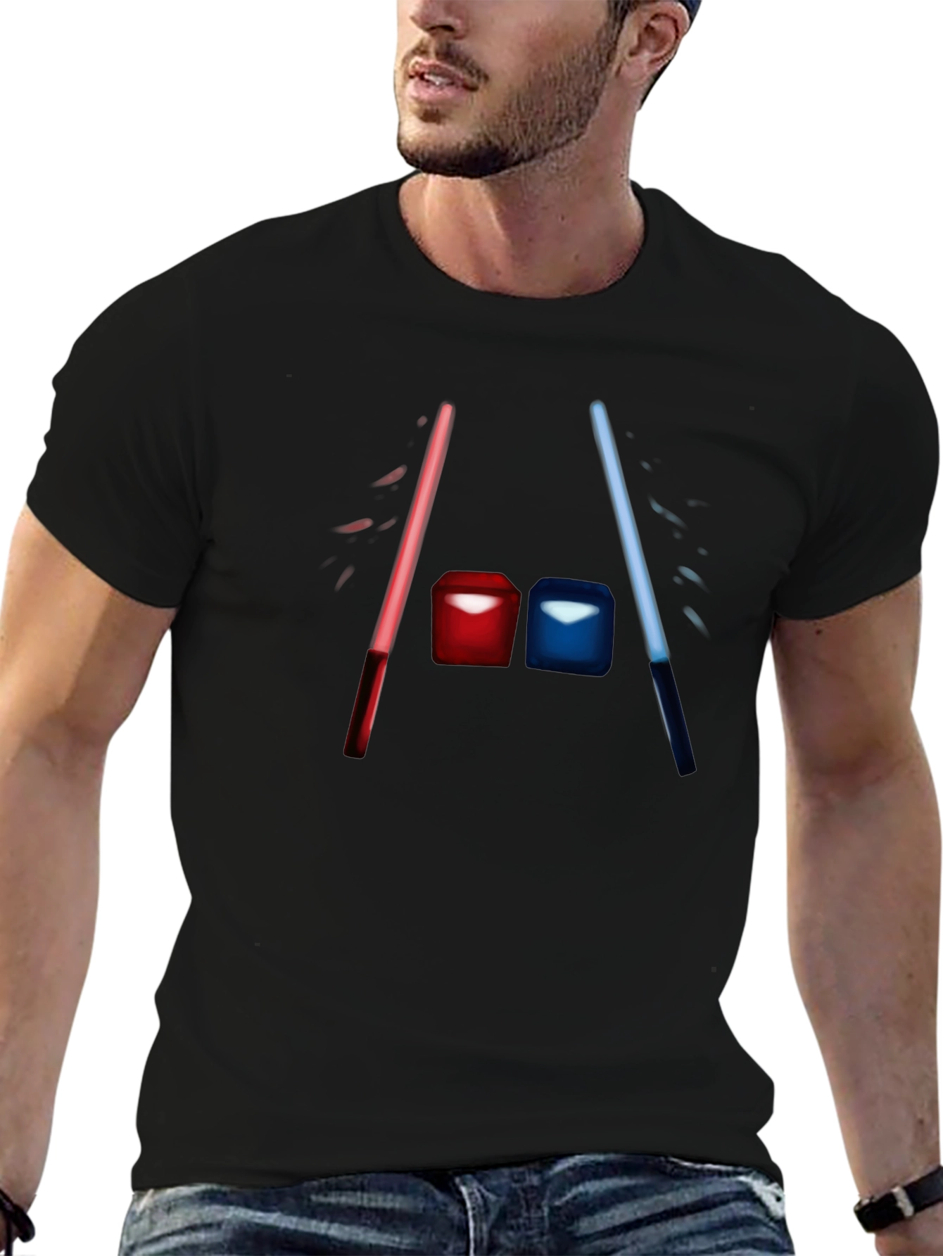 Duel Cubes Tee - Black Cotton Graphic T-Shirt