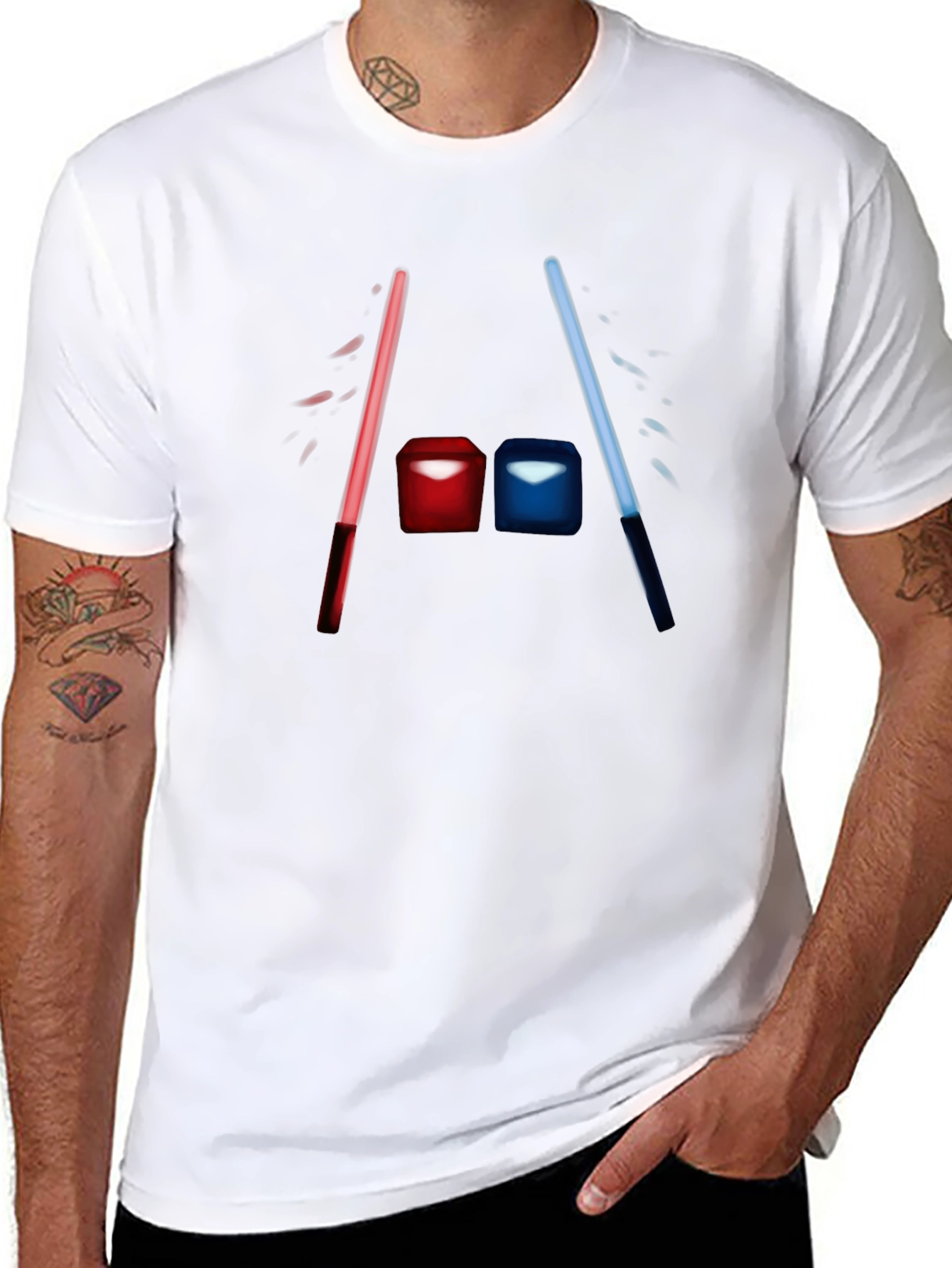 Duel Cubes Tee - Black Cotton Graphic T-Shirt