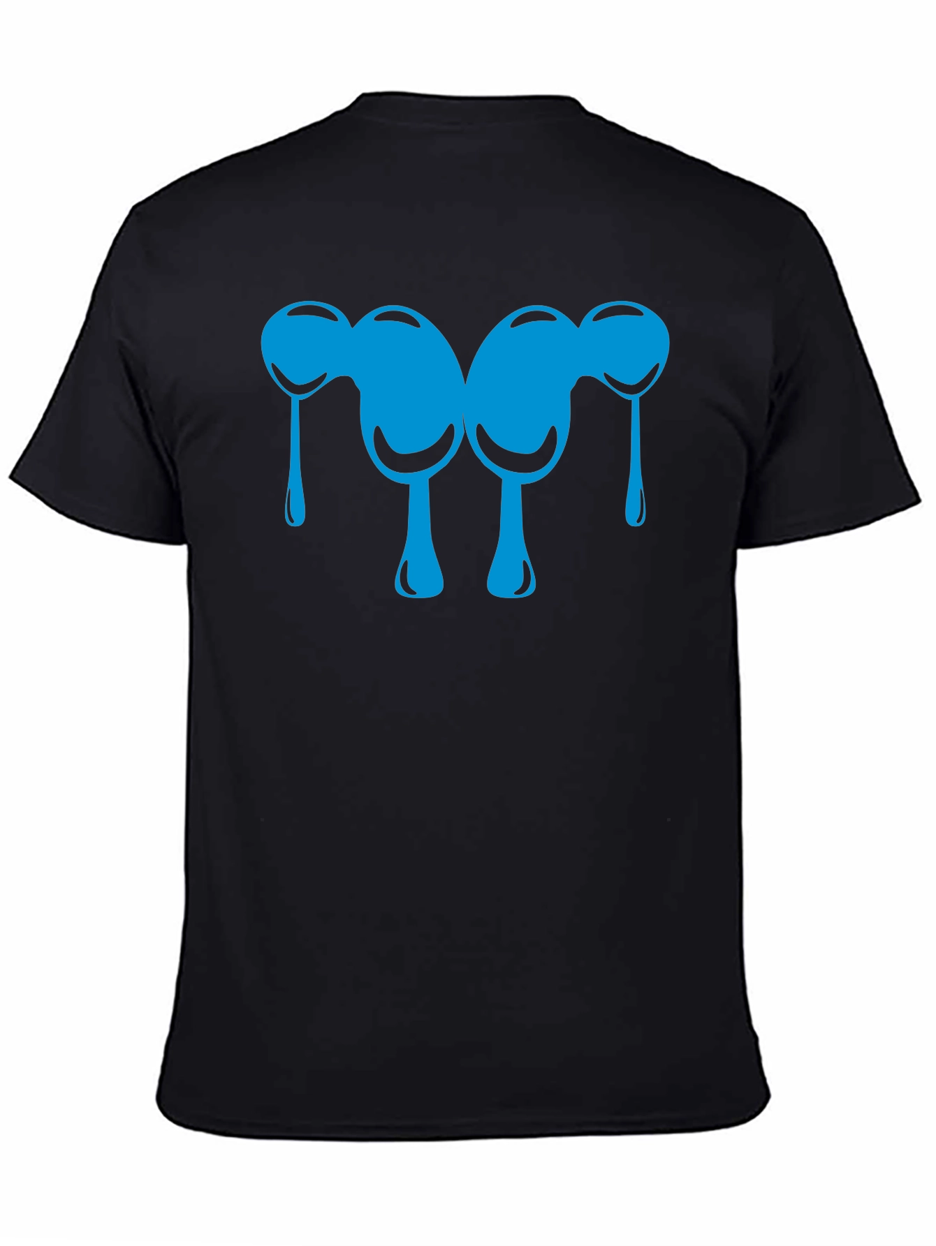 Abstract Blue Drip Design Black T-Shirt