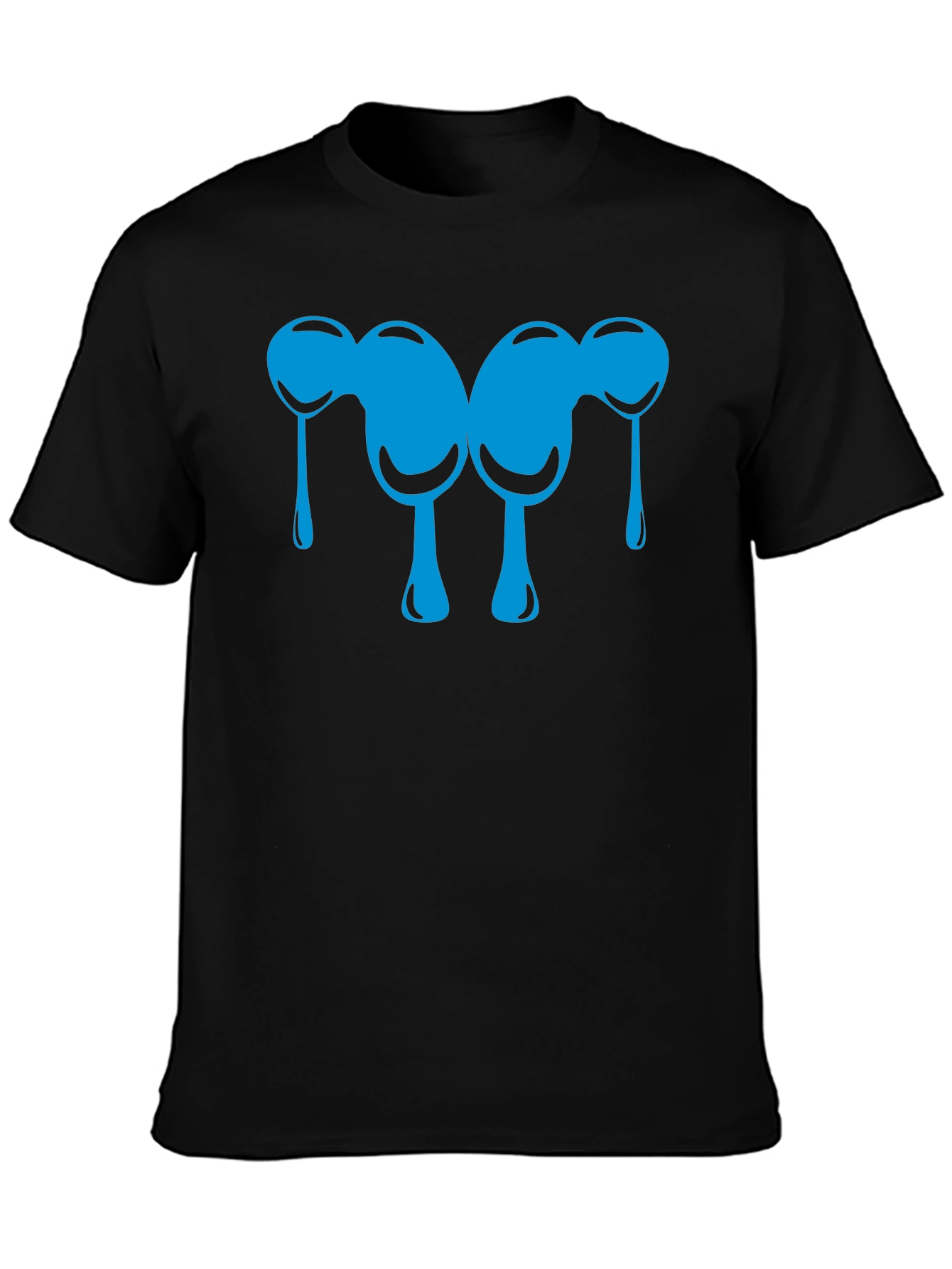Abstract Blue Drip Design Black T-Shirt