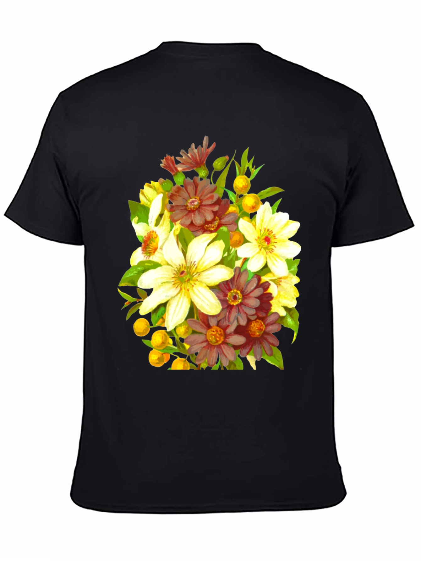 Floral Bouquet Graphic Black T-Shirt