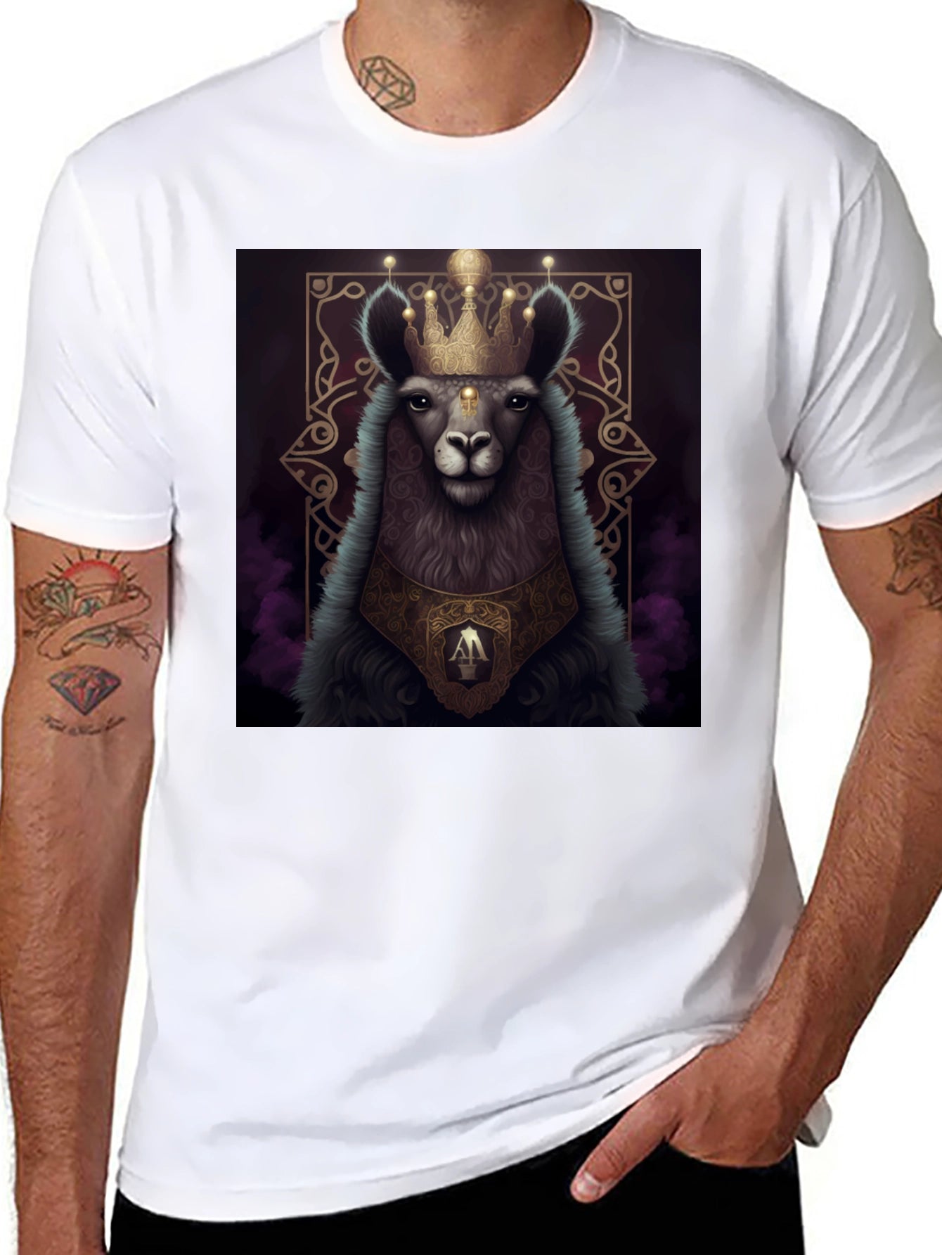 Royal Llama Graphic Tee - Unisex Black T-Shirt
