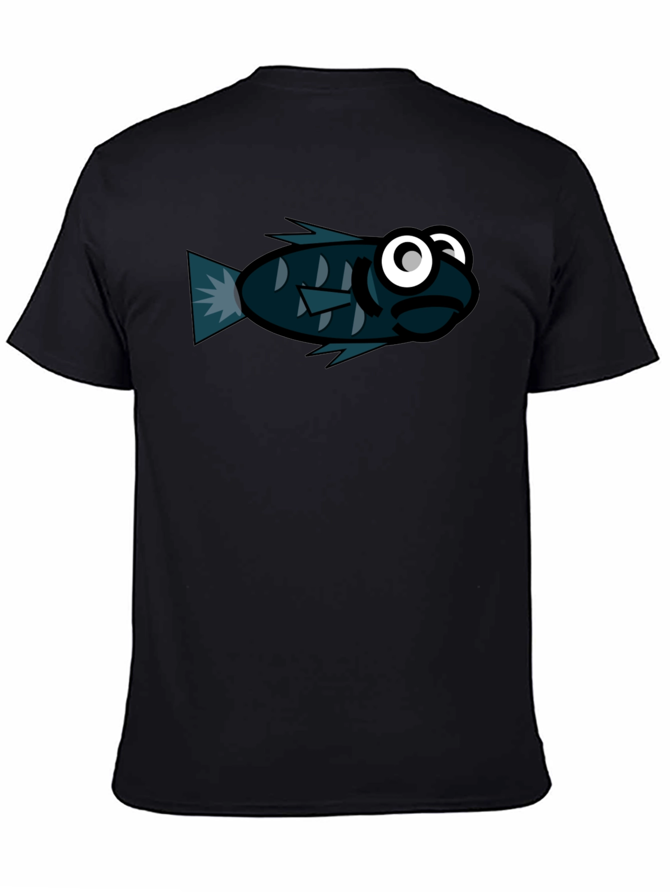 Funny Fish Graphic Black T-Shirt