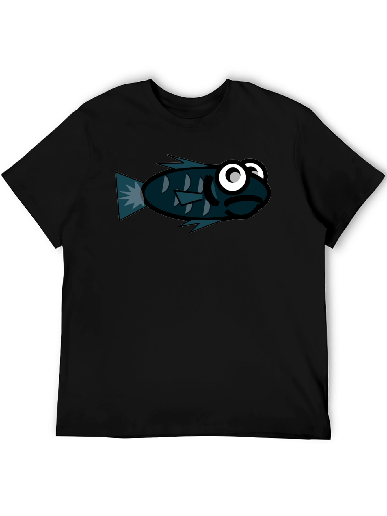 Funny Fish Graphic Black T-Shirt
