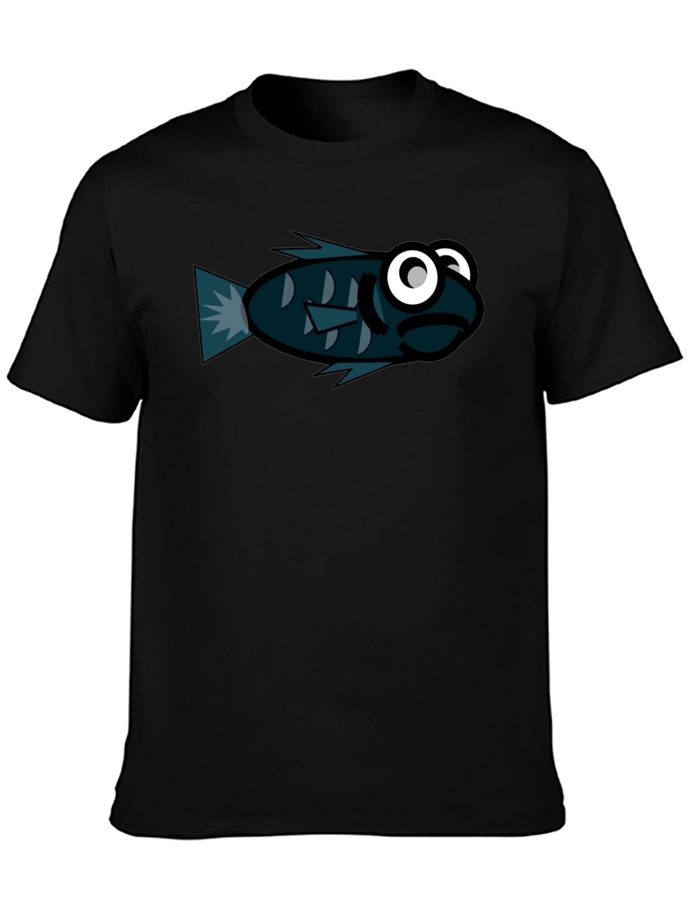 Funny Fish Graphic Black T-Shirt
