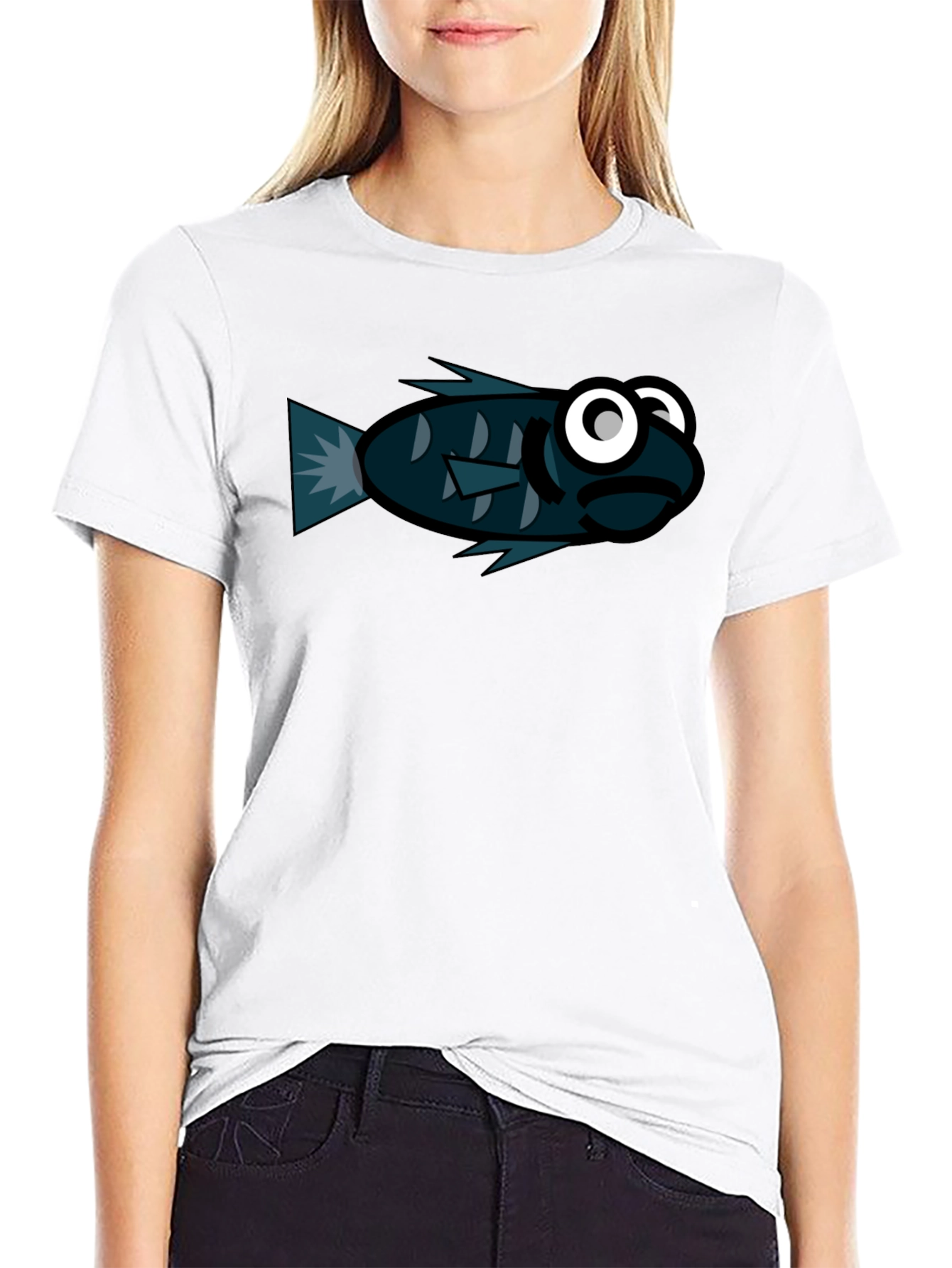 Funny Fish Graphic Black T-Shirt