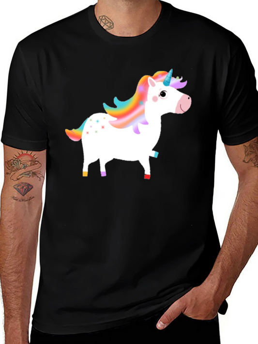 Unicorn Graphic Tee - Black Cotton Blend Shirt