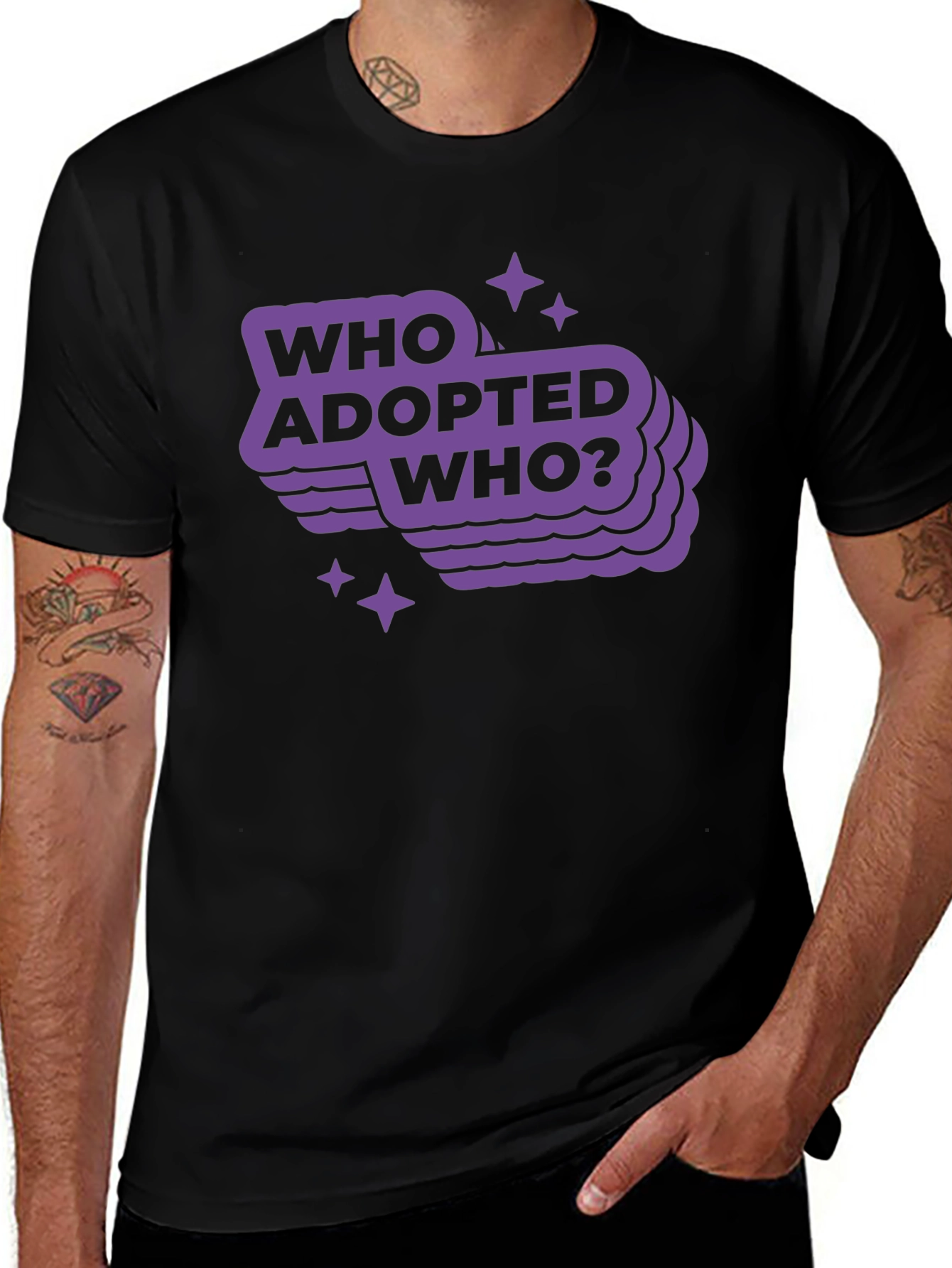 Who Adopted Who? Graphic Tee - Trendy Comfort