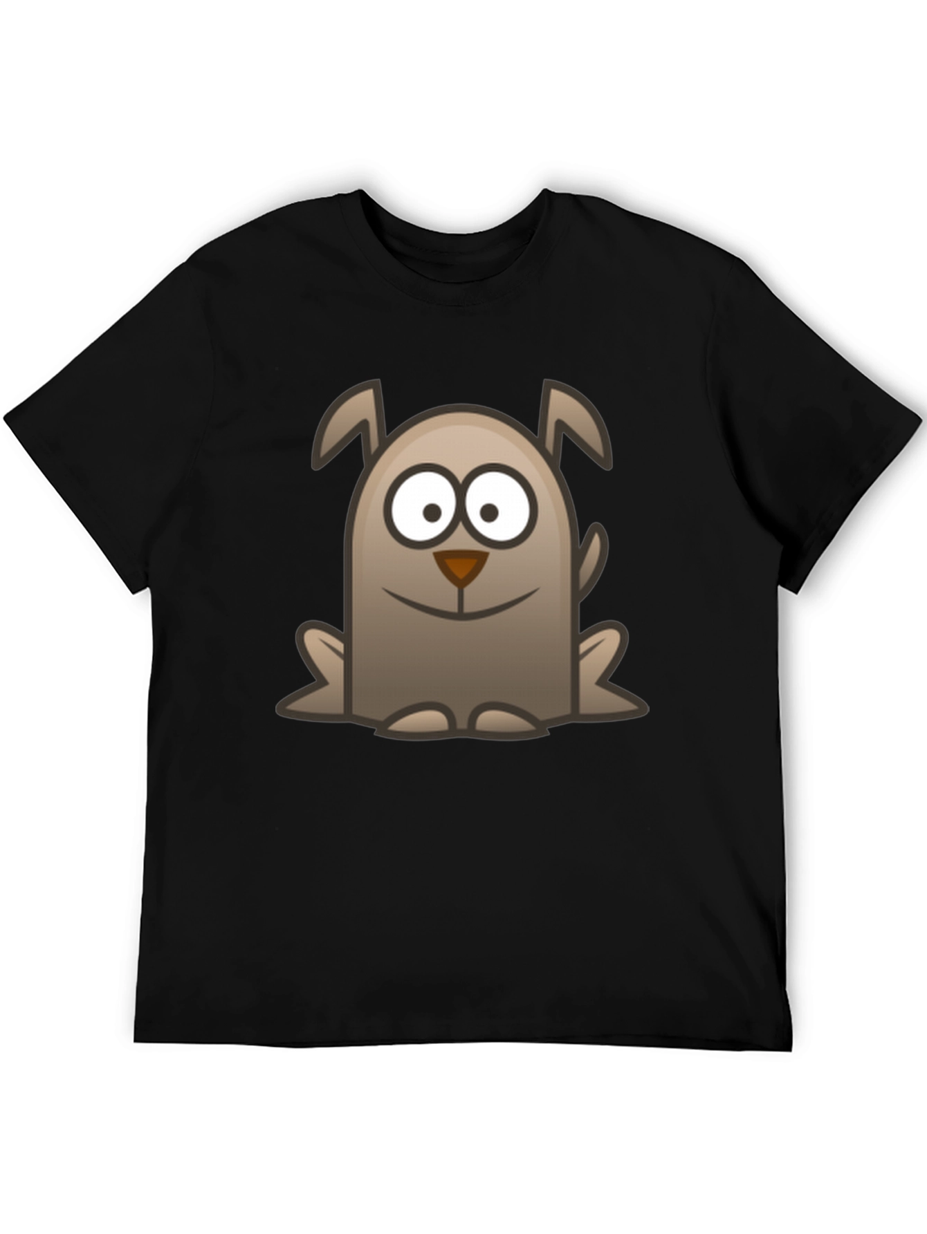 Cartoon Dog Graphic Tee - Black Cotton Casual Shirt
