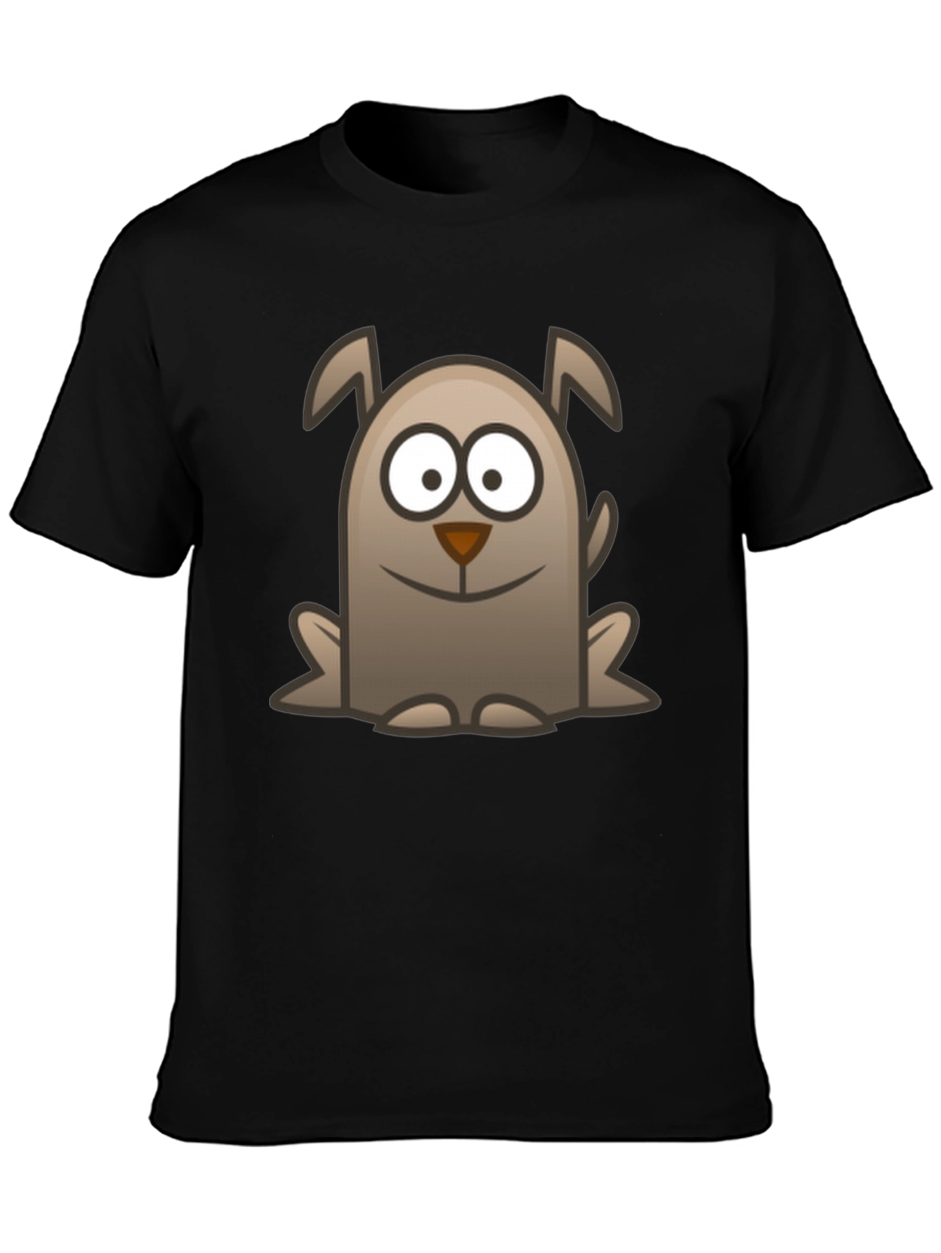Cartoon Dog Graphic Tee - Black Cotton Casual Shirt