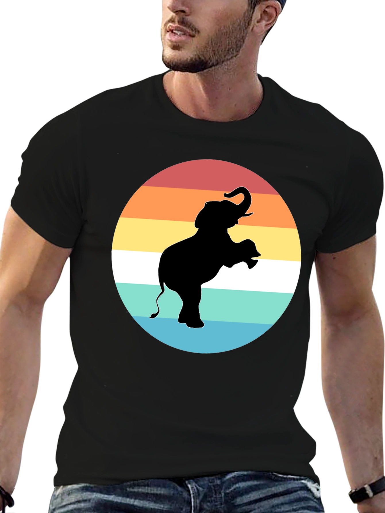 Elephant Sunset Graphic Tee - Black