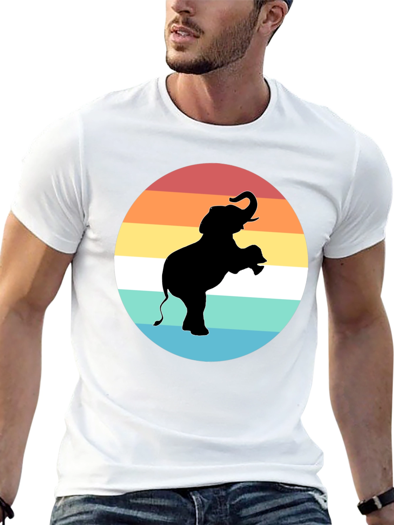 Elephant Sunset Graphic Tee - Black
