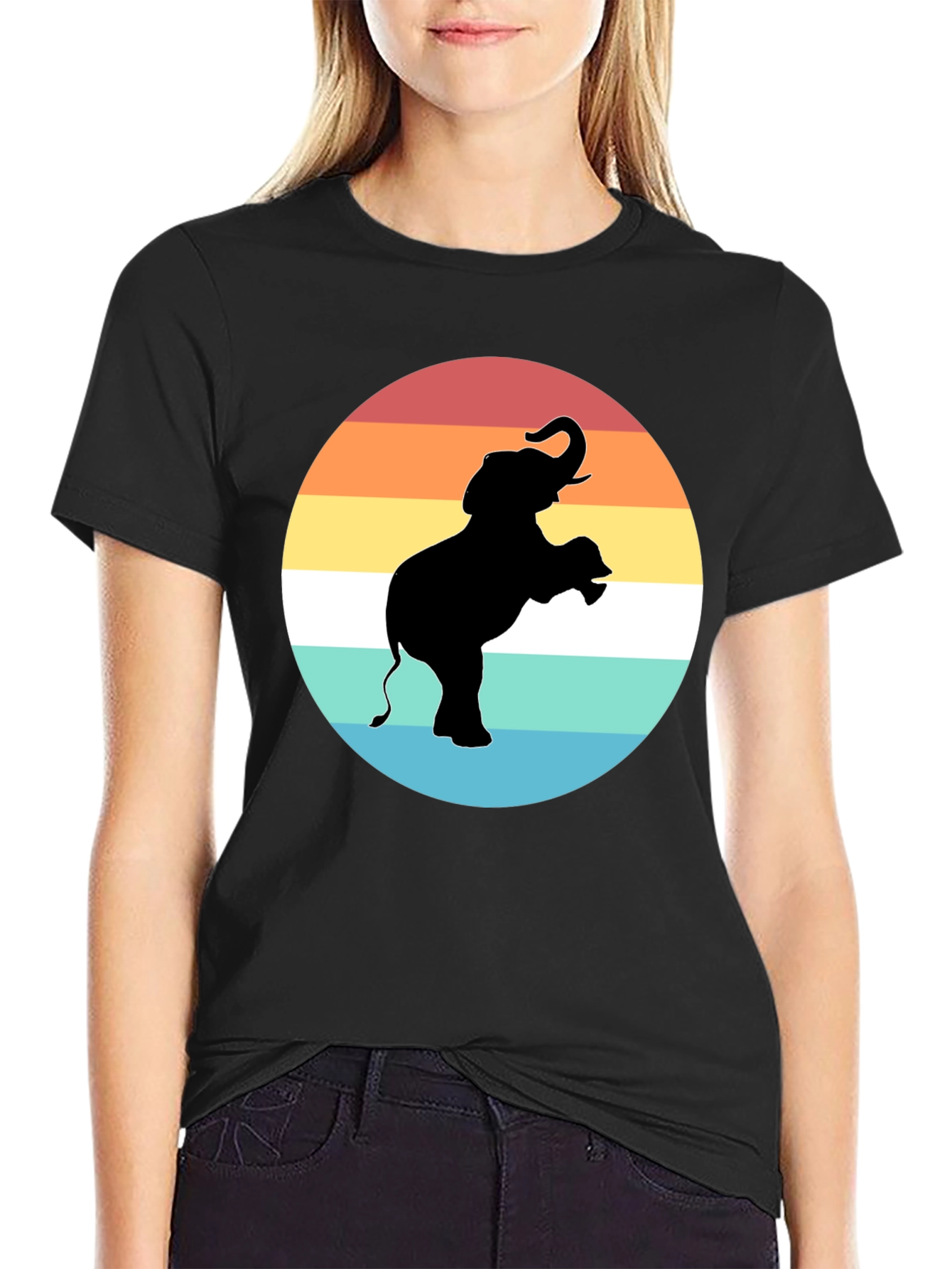 Elephant Sunset Graphic Tee - Black