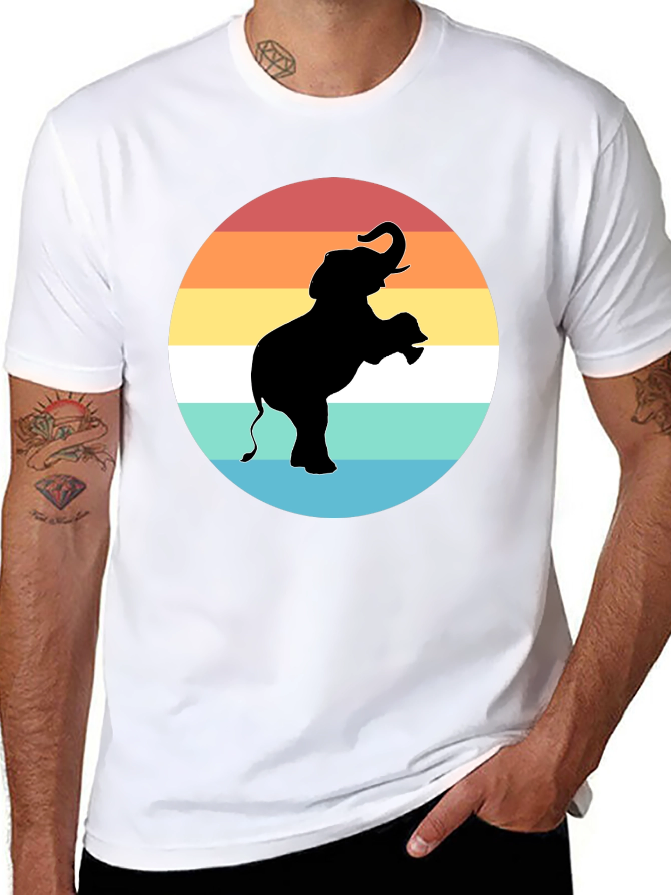 Elephant Sunset Graphic Tee - Black