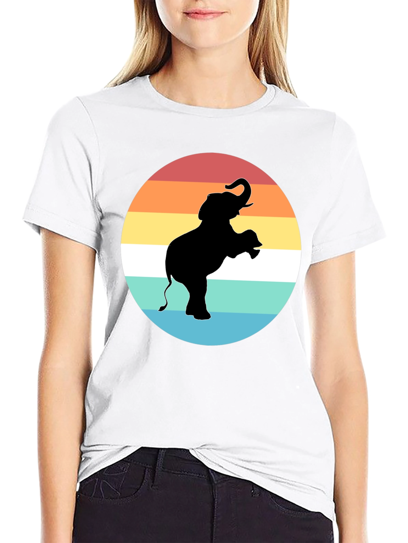 Elephant Sunset Graphic Tee - Black