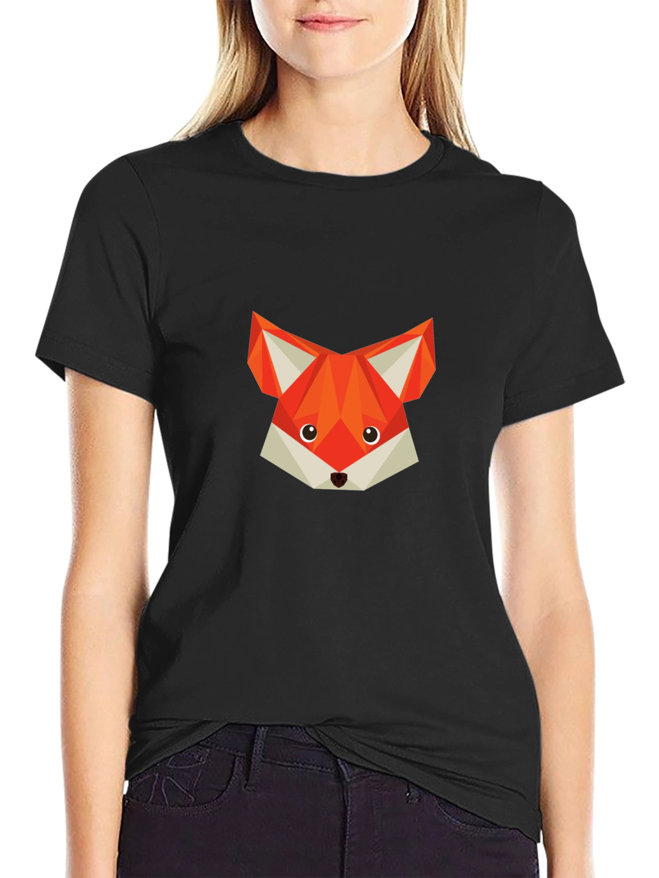 Geometric Fox Graphic T-Shirt - Modern Crew Neck Tee