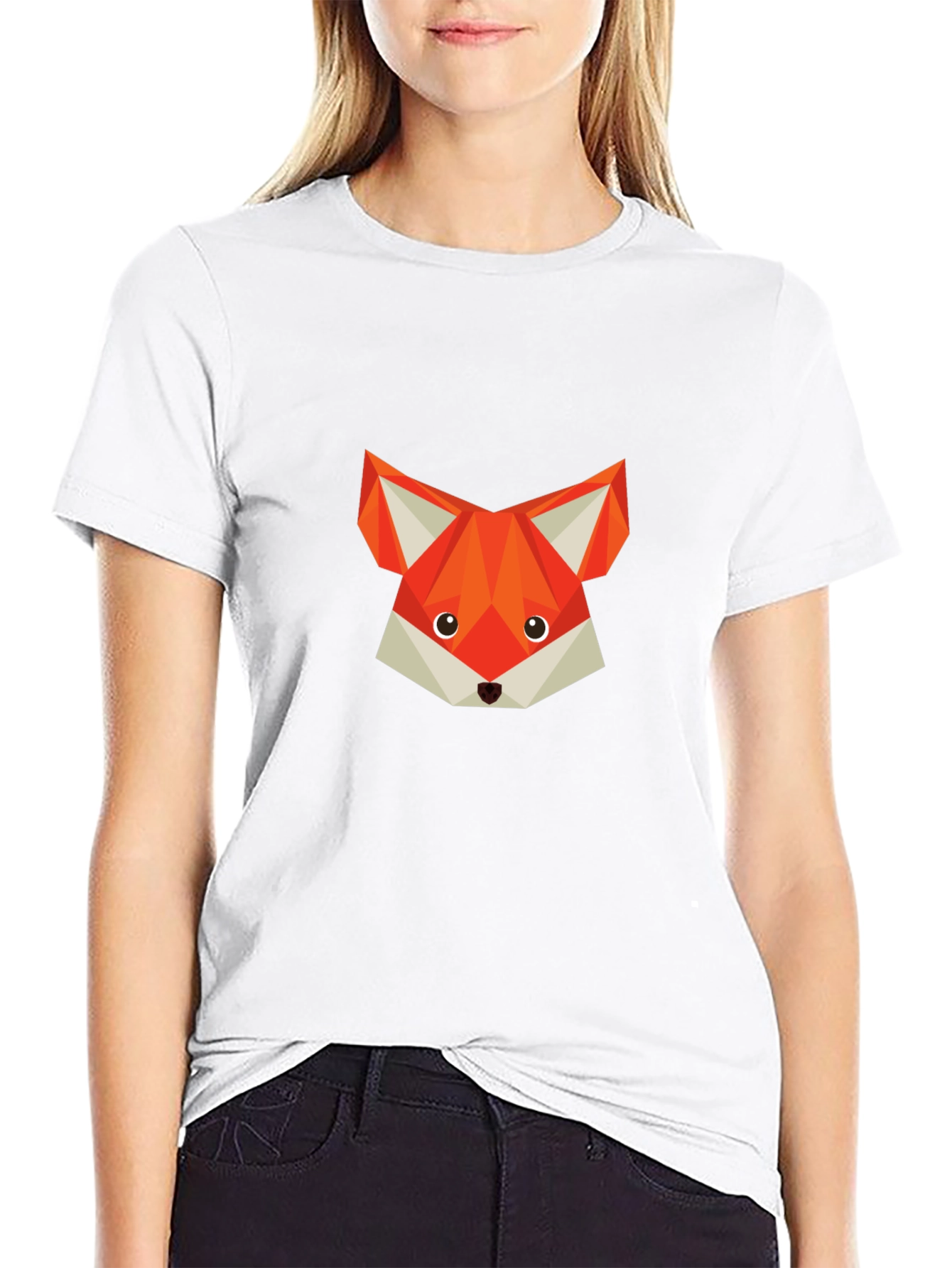 Geometric Fox Graphic T-Shirt - Modern Crew Neck Tee