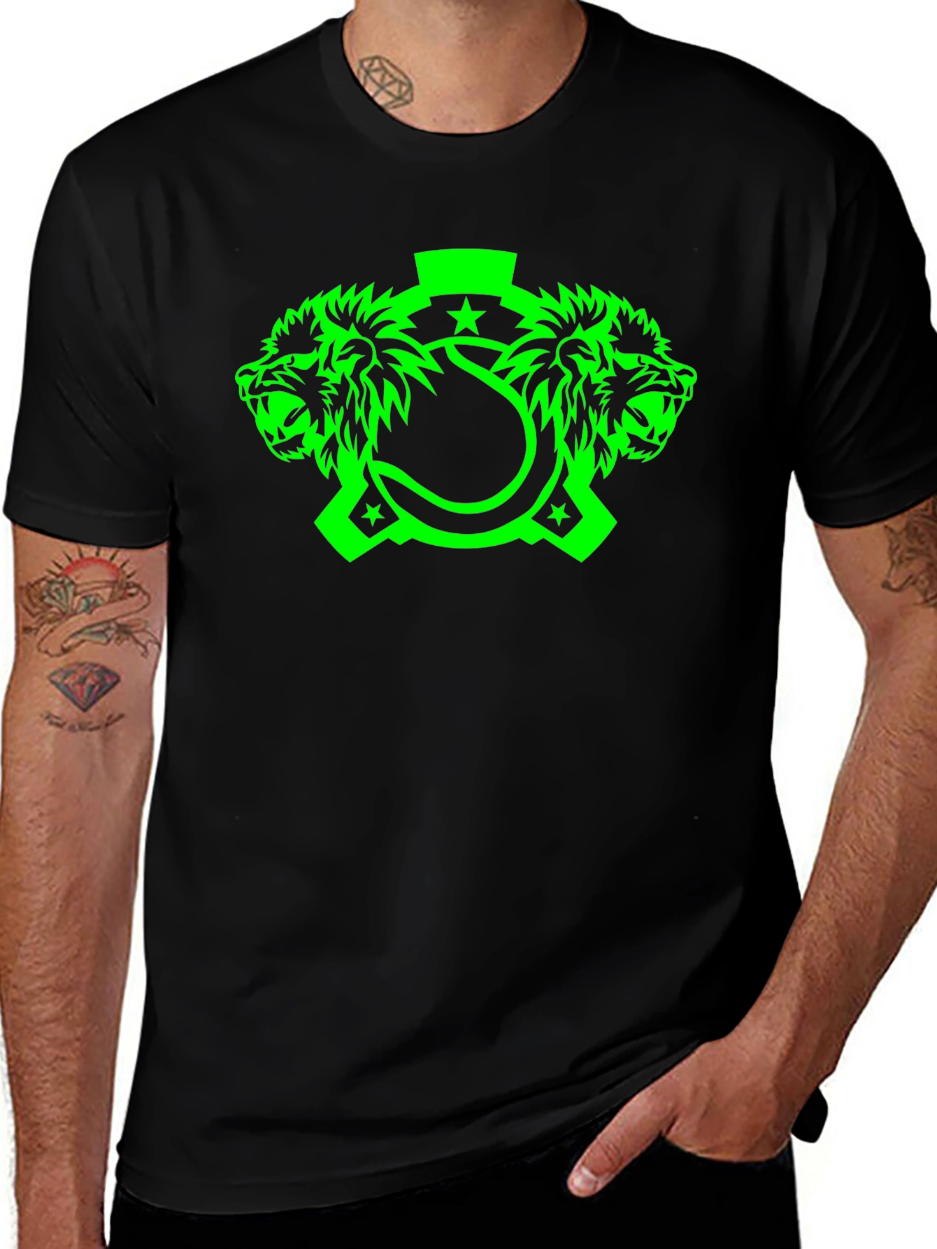 Lion Head Graphic Tee - Mens Black T-Shirt