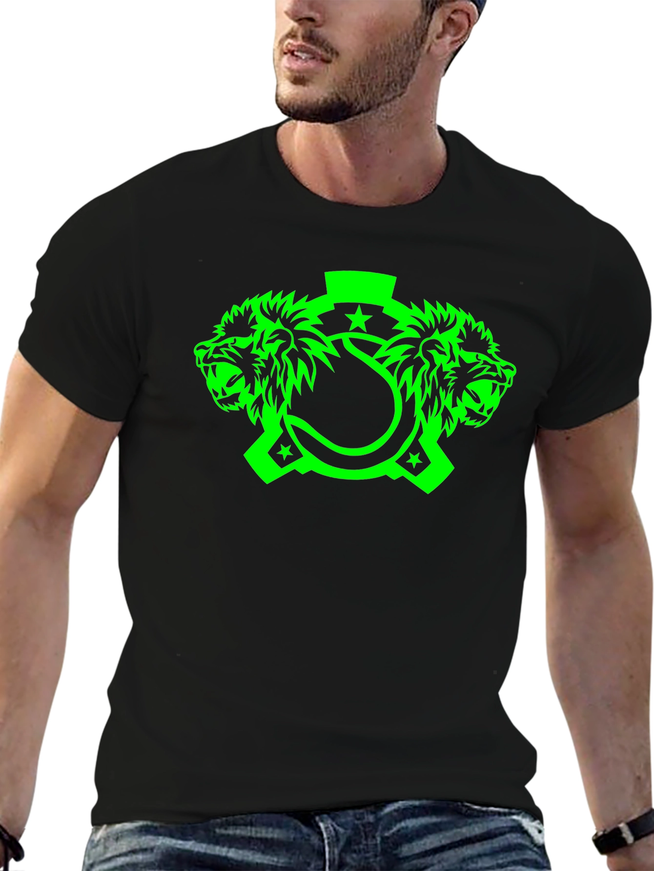 Lion Head Graphic Tee - Mens Black T-Shirt