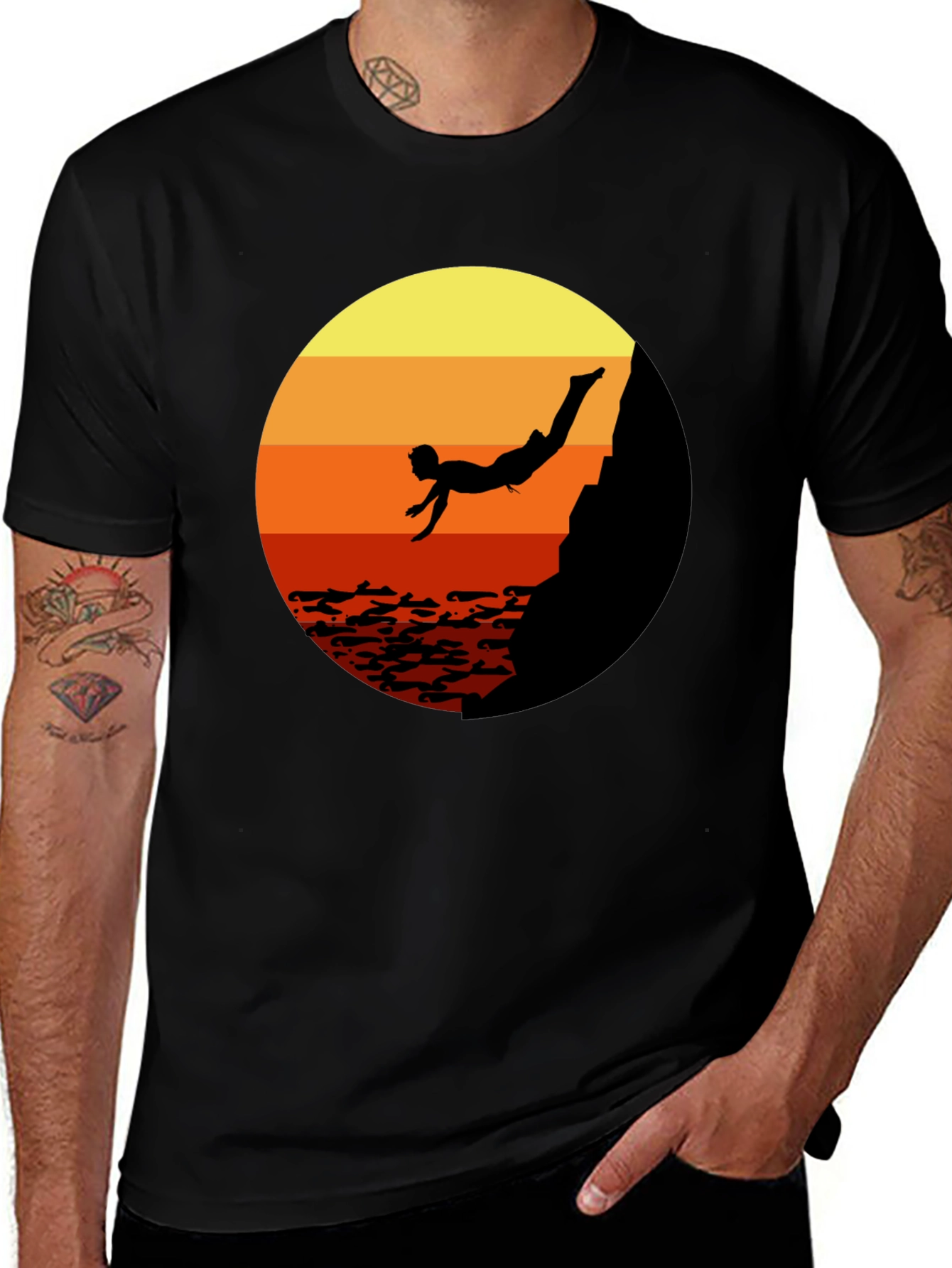 Cliff Diver Graphic Tee - Sunset Design