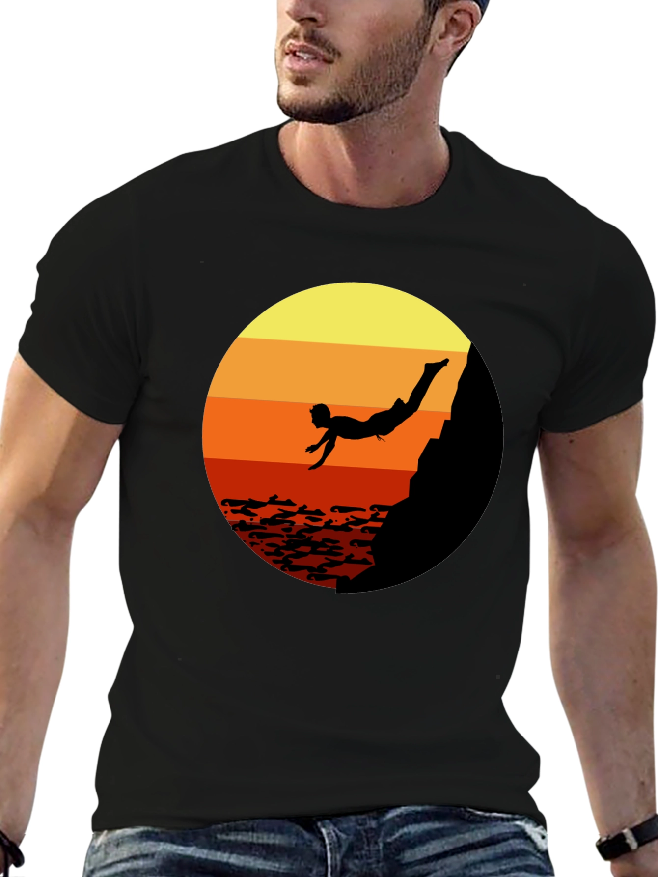 Cliff Diver Graphic Tee - Sunset Design