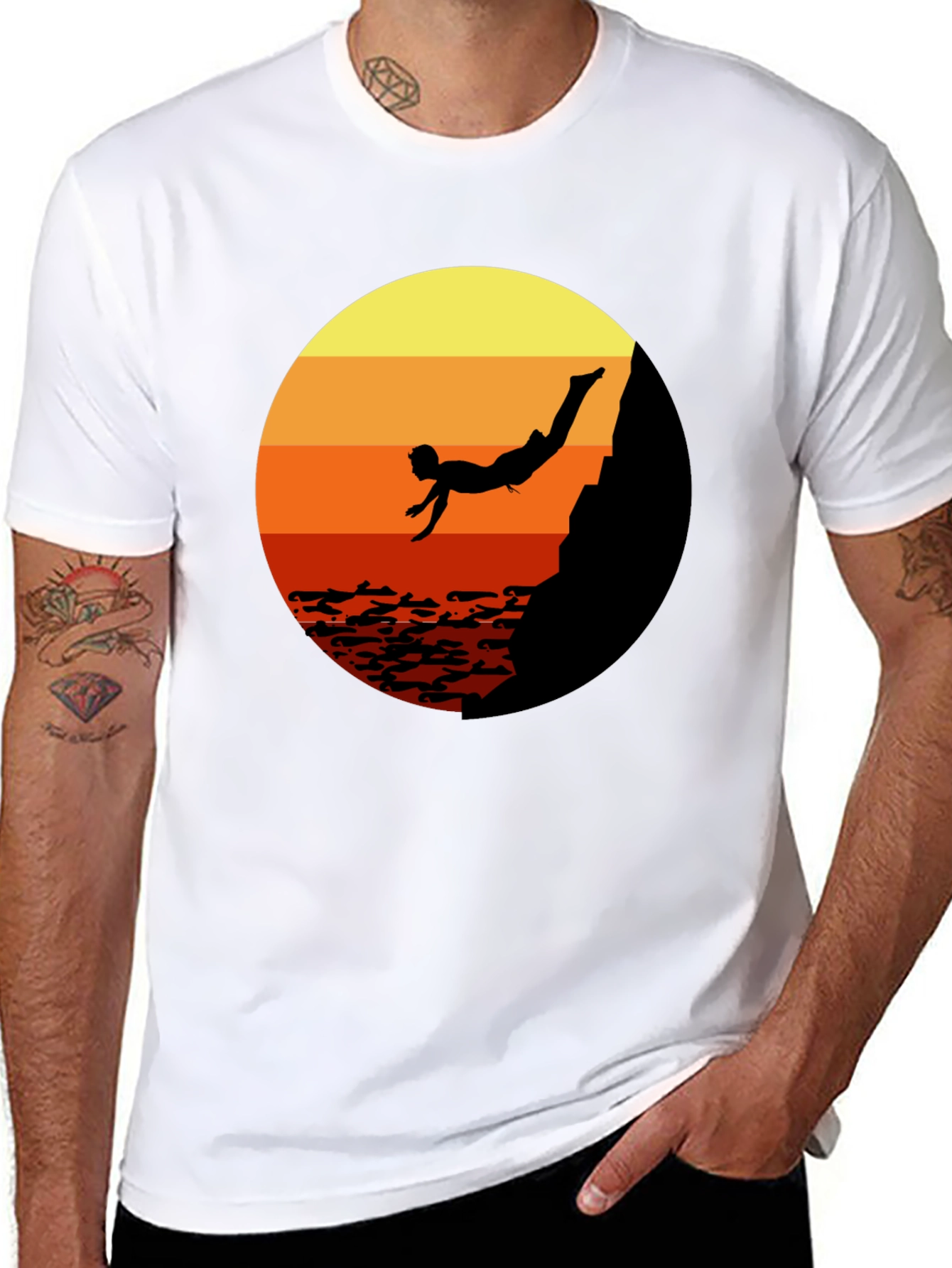 Cliff Diver Graphic Tee - Sunset Design