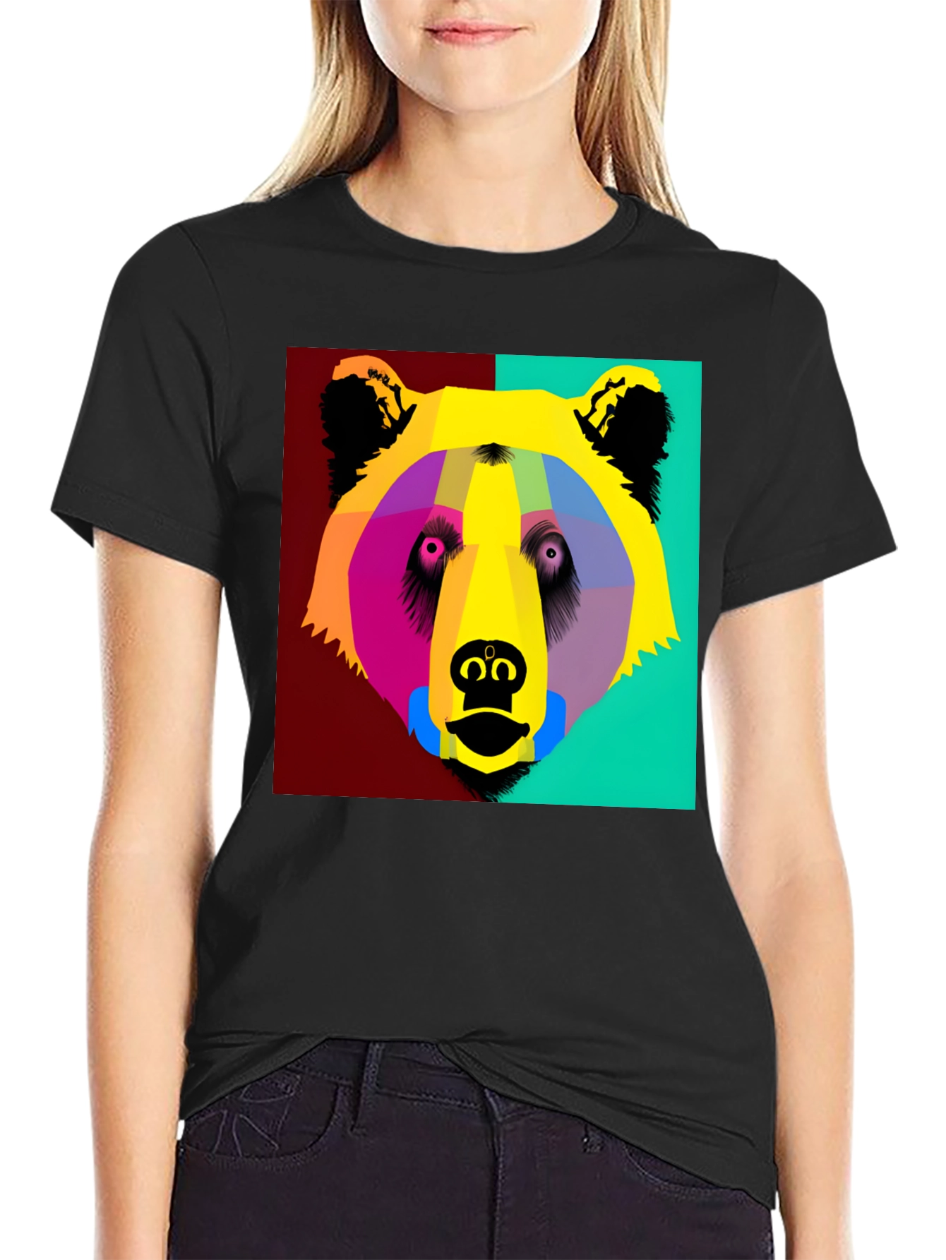Pop Art Bear Graphic T-Shirt - Modern Animal Tee