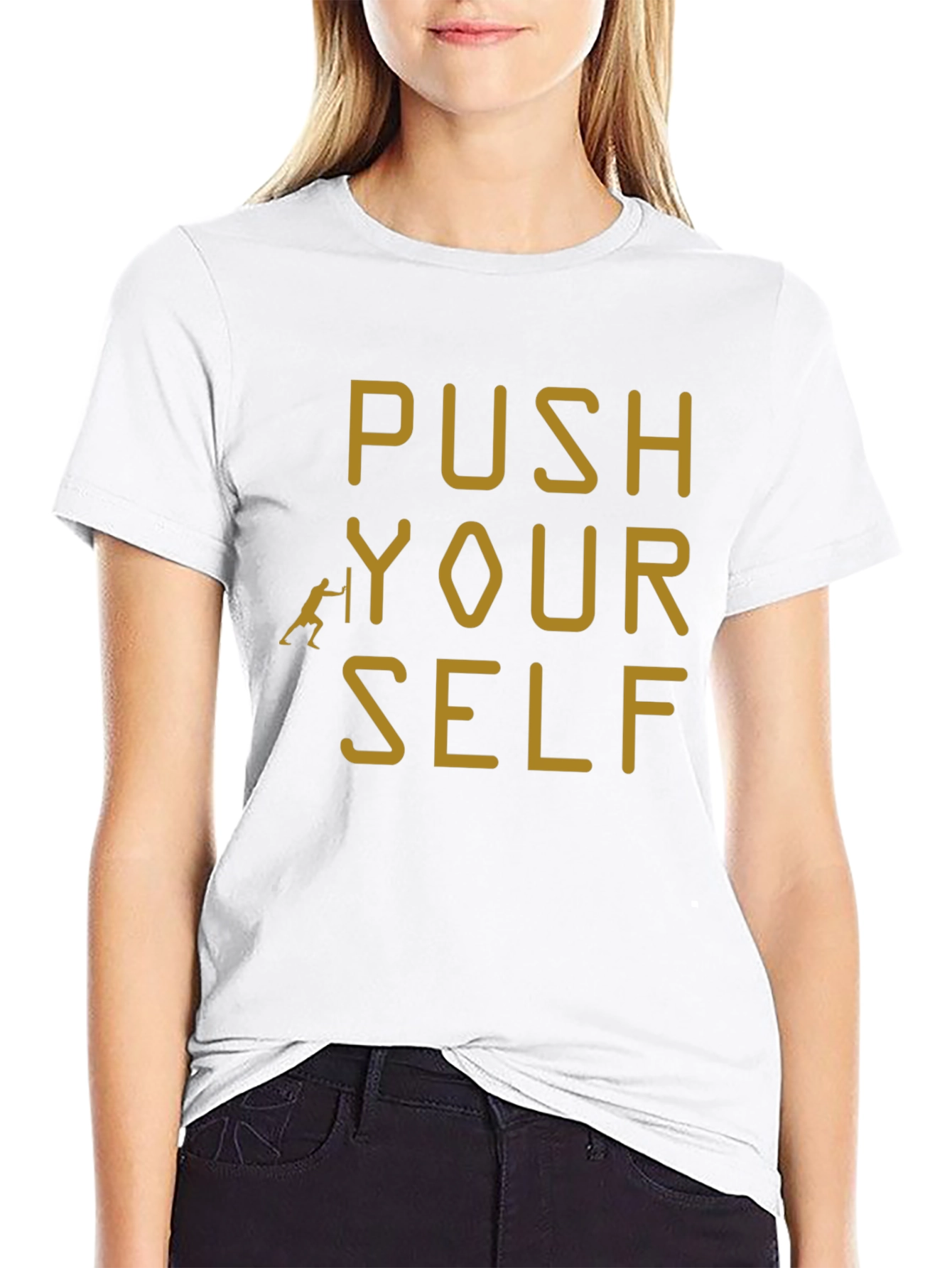 Push Yourself Black T-Shirt - Motivational Design