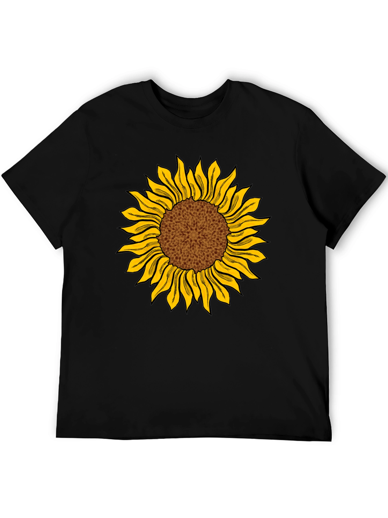 Sunflower Graphic Print Black T-Shirt
