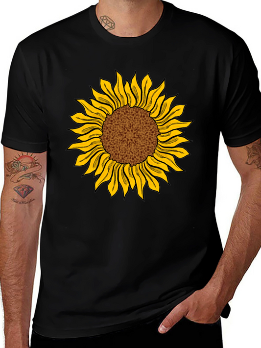 Sunflower Graphic Print Black T-Shirt