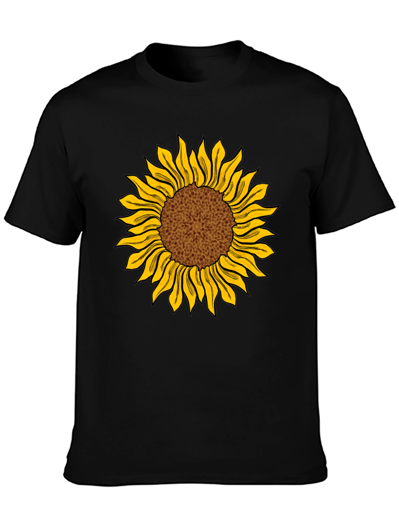 Sunflower Graphic Print Black T-Shirt