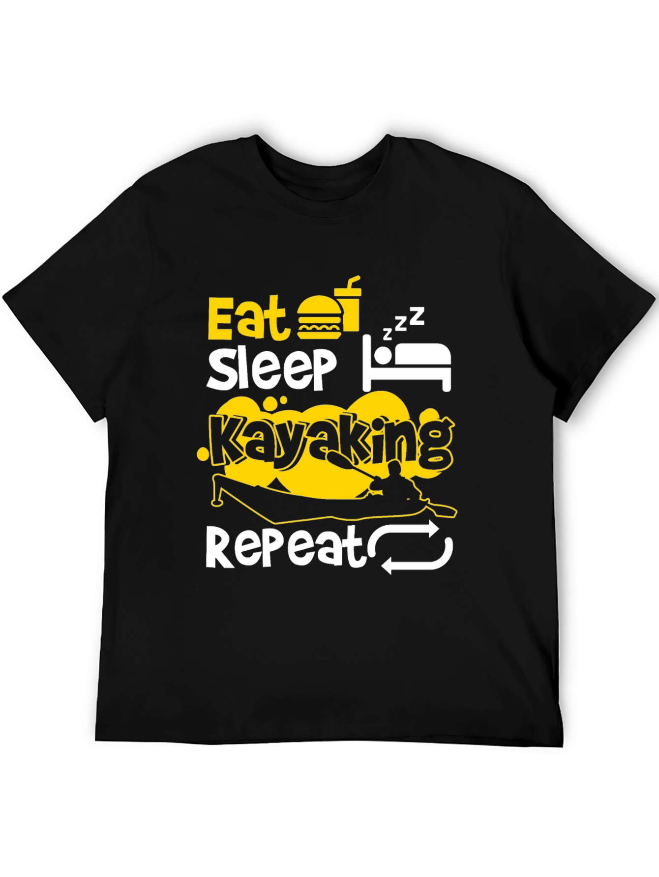 Eat Sleep Kayaking Repeat Black T-Shirt
