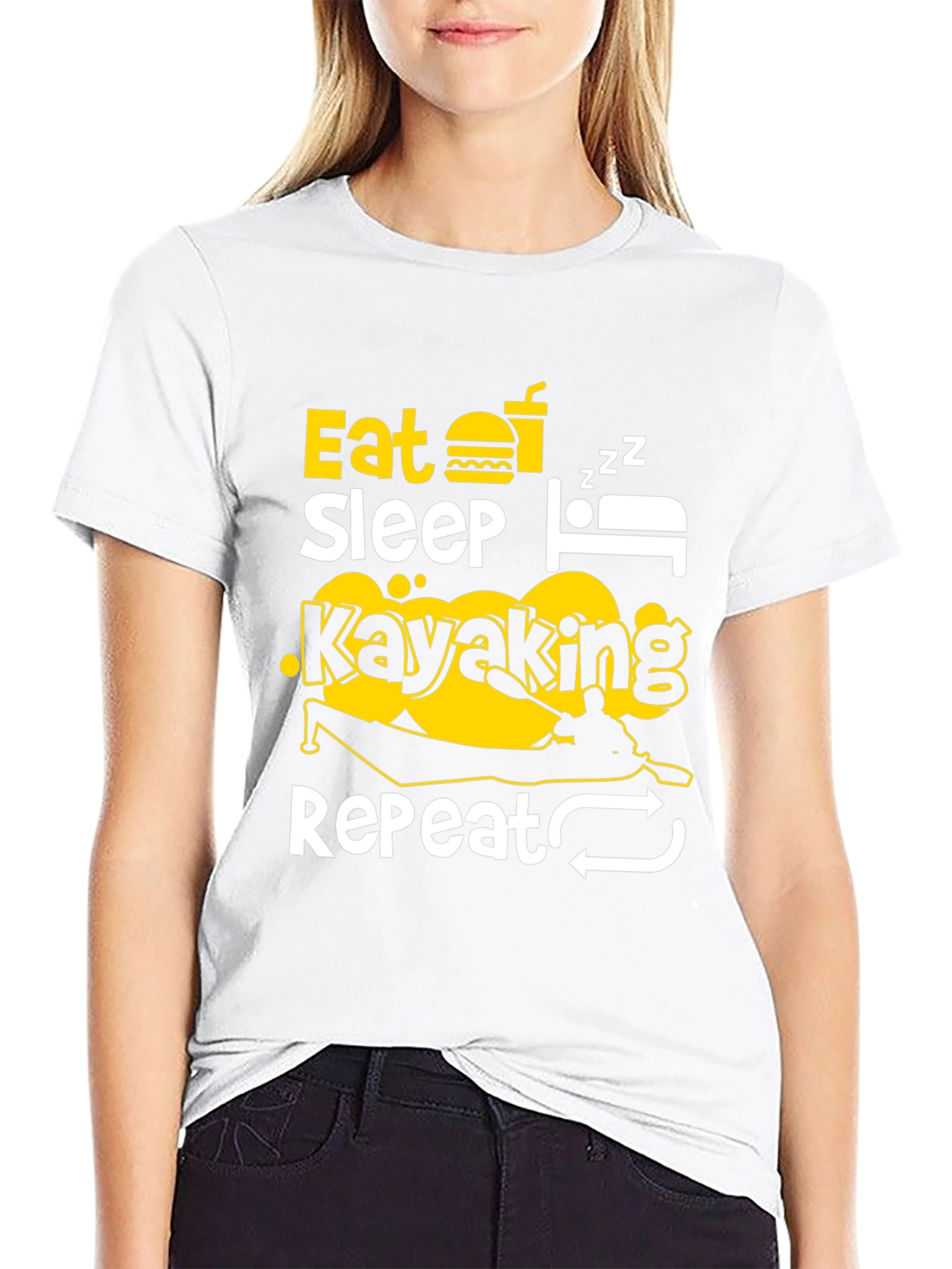 Eat Sleep Kayaking Repeat Black T-Shirt