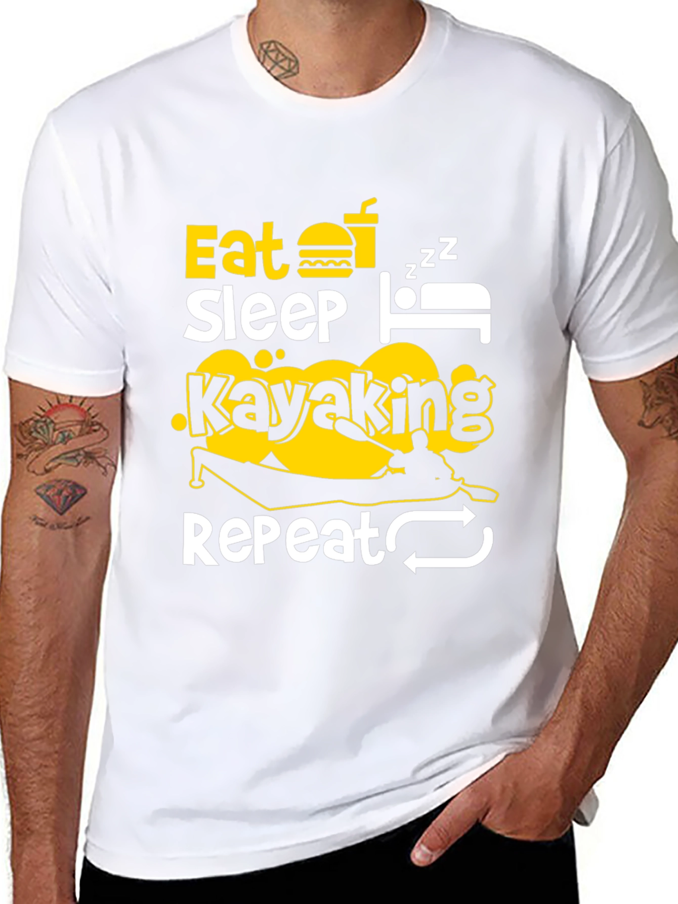 Eat Sleep Kayaking Repeat Black T-Shirt